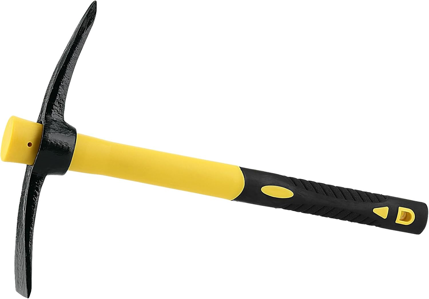 ZEONHEI Large Garden Pickaxe with Steel Forged Head and Plastic-Coated Fibreglass Handle (38 Cm), Pickaxe Robust Flat Hoe Combination Hoe, Ideal for Gardening, Camping