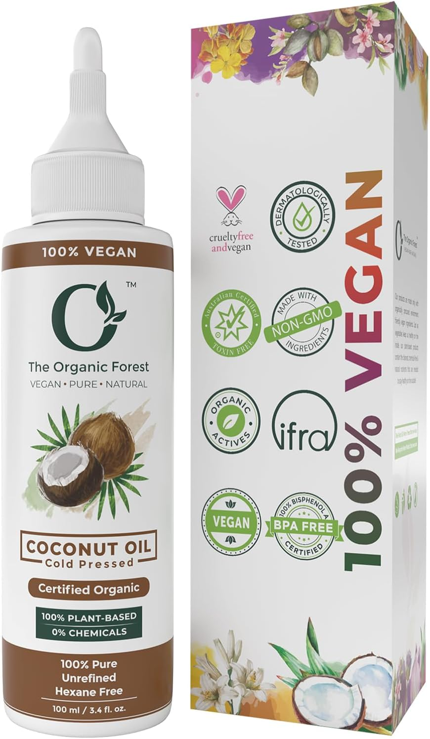 Organic Forest USDA Certified 100% Organic Coconut Oil for Hair and Skin | Chemical Free Pure Cold Pressed Coconut Oil | Unrefined, Natural, Coconut Hair Oil, Pure Coconut Oil for Skin | 3.4 Fl.Oz. image number 2