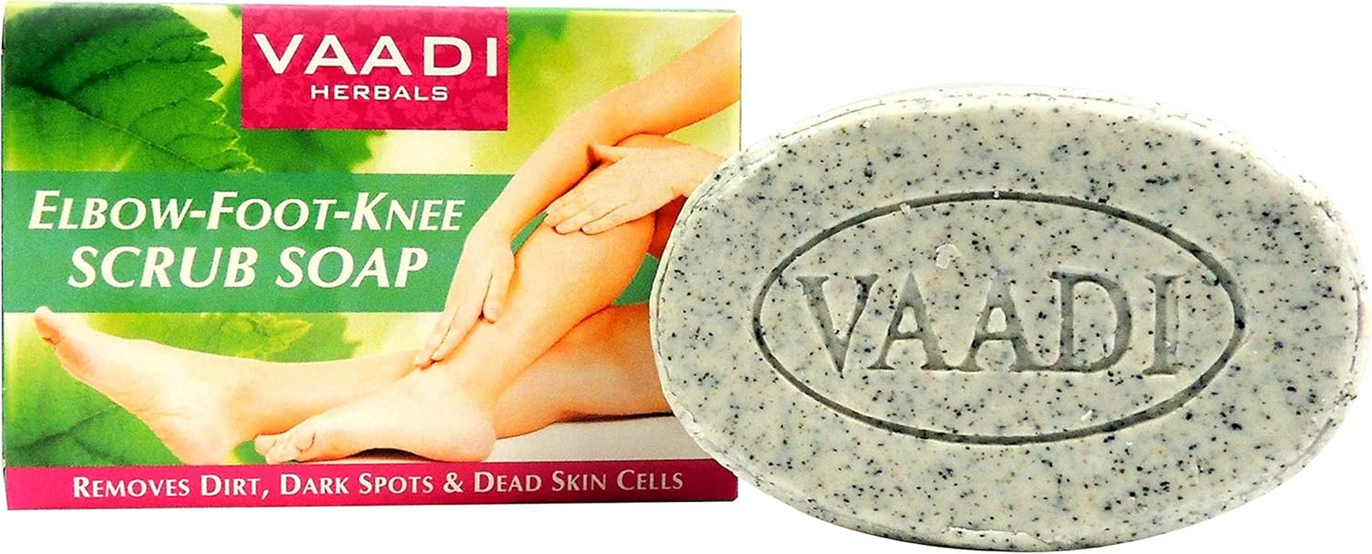 Elbow Foot Knee Scrub Soap (Bar Soap) with Almond and Walnut Scrub - Each 2.65 Oz - Pack of 6 (16 Oz) - Vaadi Herbals image number 3