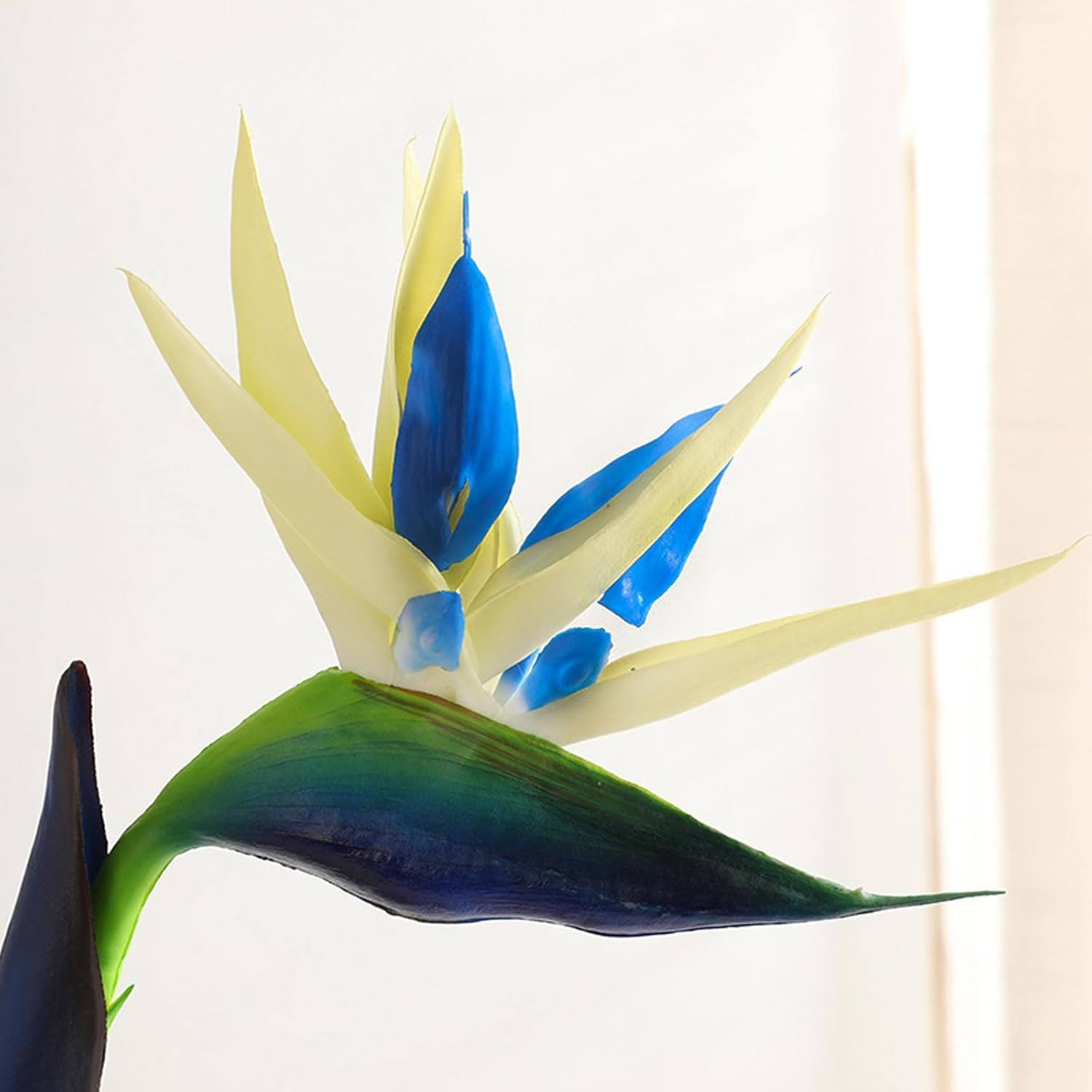 Bacucine Bird of Paradise Artificial Plant 6Pcs Rubber Strelitzia Artificial Flowers Bouquet Tropical Flowers for Home Garden Office Wedding Party Decor (Blue)