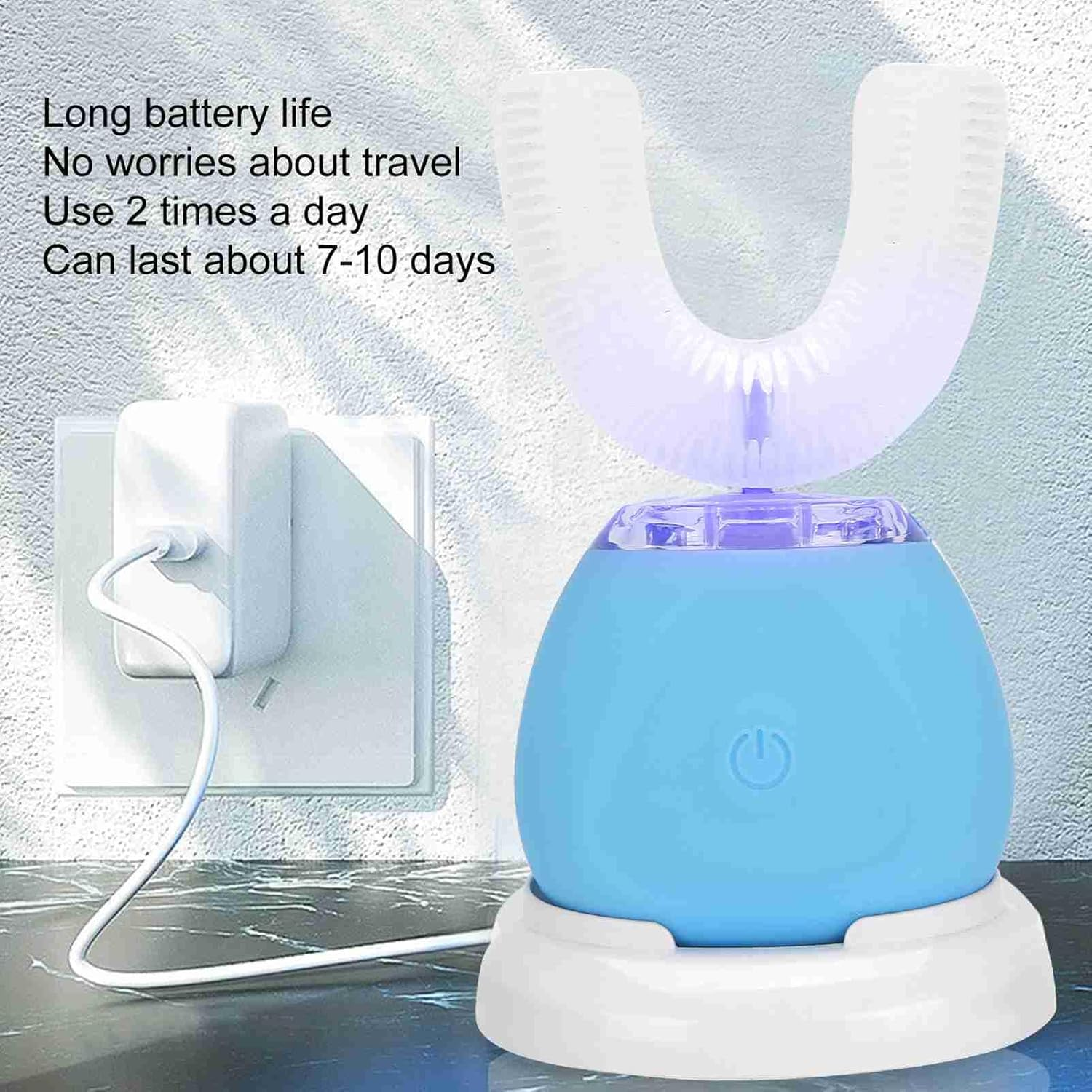 Electric Toothbrush Adults, Ultrasonic U-Shaped Toothbrushes with Wireless Charging & LED Light for Teeth Whitening - 360&deg; Mouth Cleansing, Hands Free Gums Protection, 3 Gear Speed image number 1