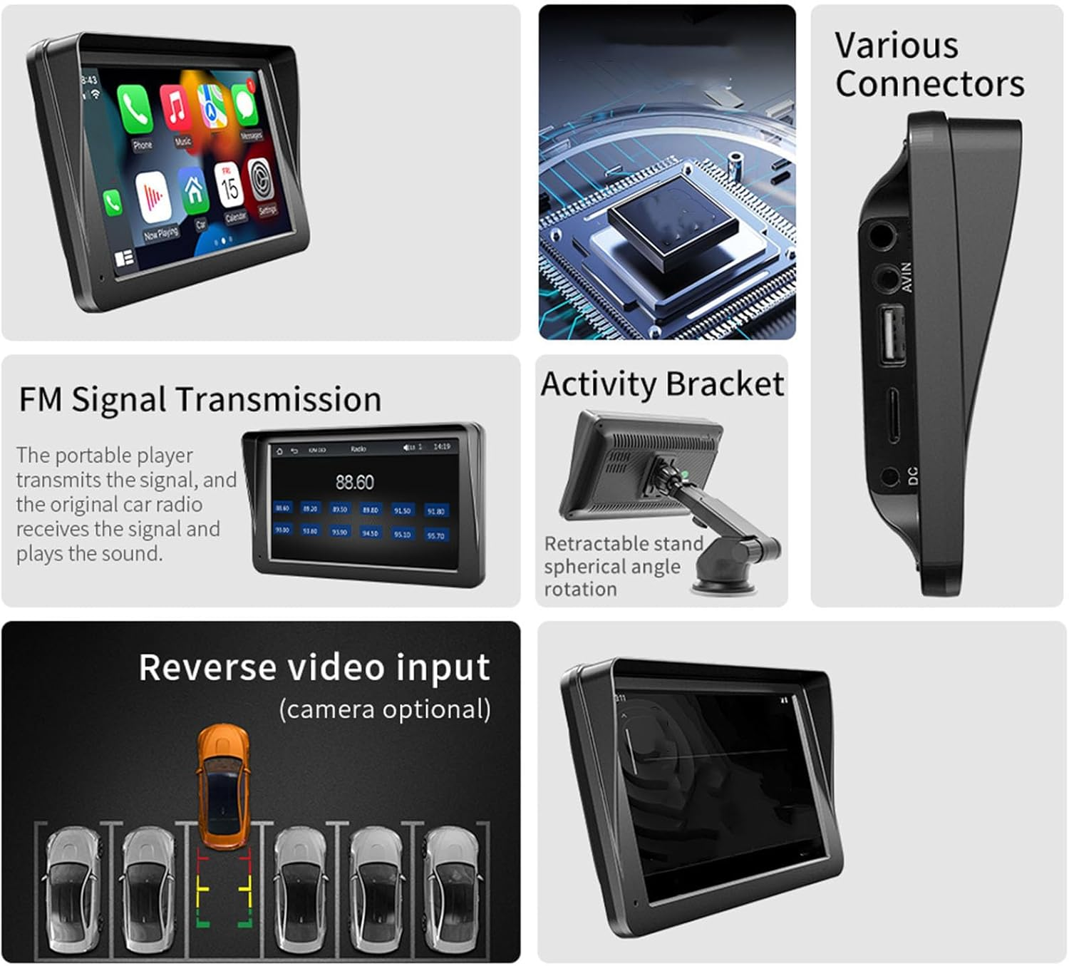 Car Stereo Car Radio, 7 Inch Car MP5 Player, HD Touch Screen, FM Radio Audio Receiver, AUX in USB TF Card Input, Multimedia Player, Mirror Link with Rear View Camera image number 2