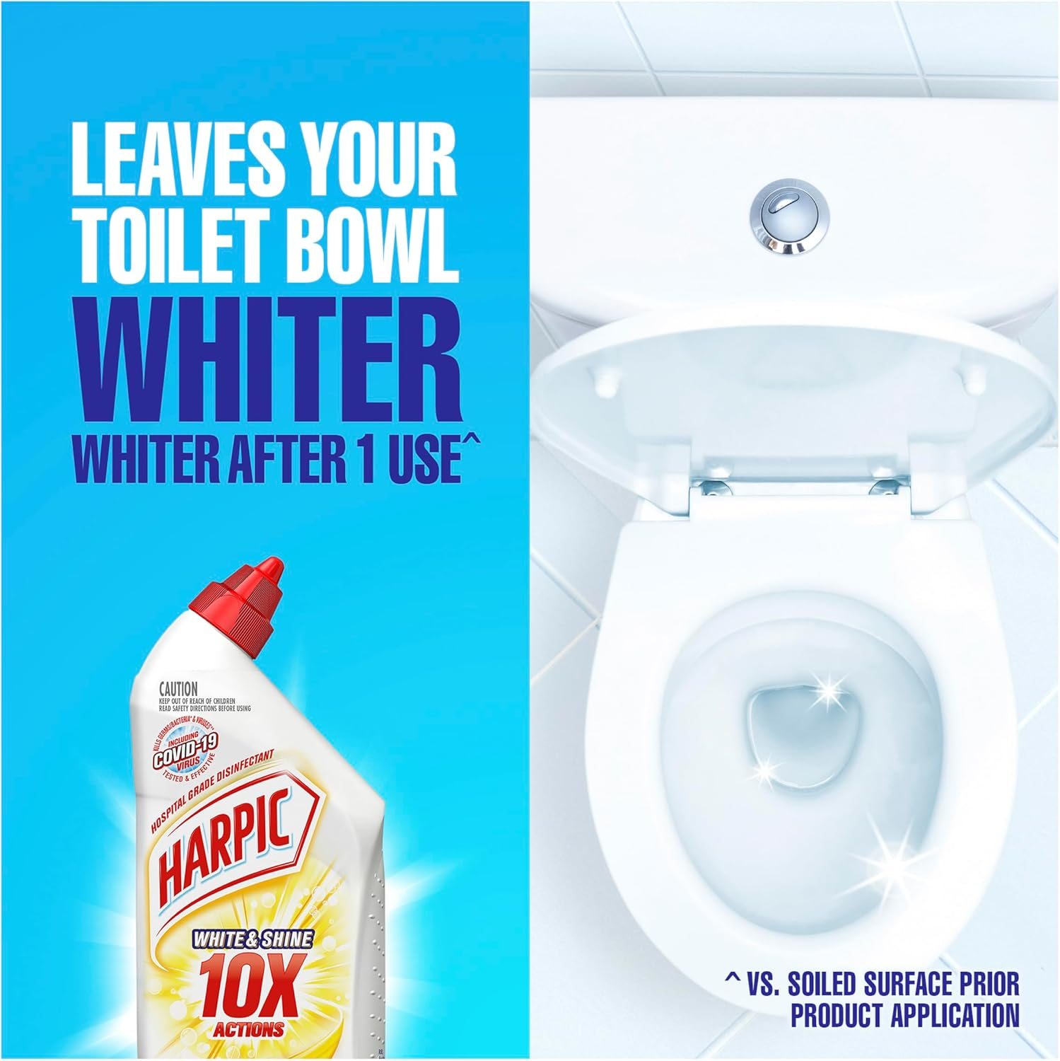 Harpic White and Shine Citrus Ultimate Bleach Power Toilet Cleaner Liquid 450 Ml image number 4