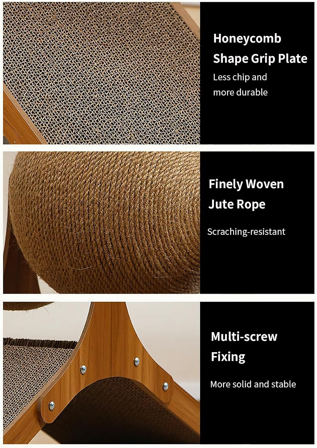 Cat Scratcher Ball, Natural Sisal Cat Scratching Toy with Ball for Cats & Kittens & Dogs & Puppy, Interactive Solid Wood Scratcher Pet Toy image number 5