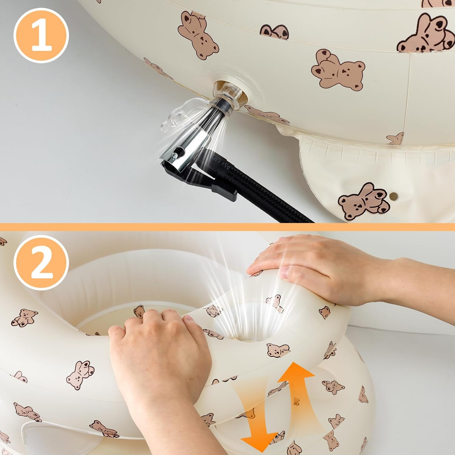 Inflatable Baby Seat Portable Baby Chair Inflatable Chair for Babies 3 Months & up Infant Back Support Baby Sofa Foldable Blow up Baby Beach High Chair with Built in Air Pump image number 4