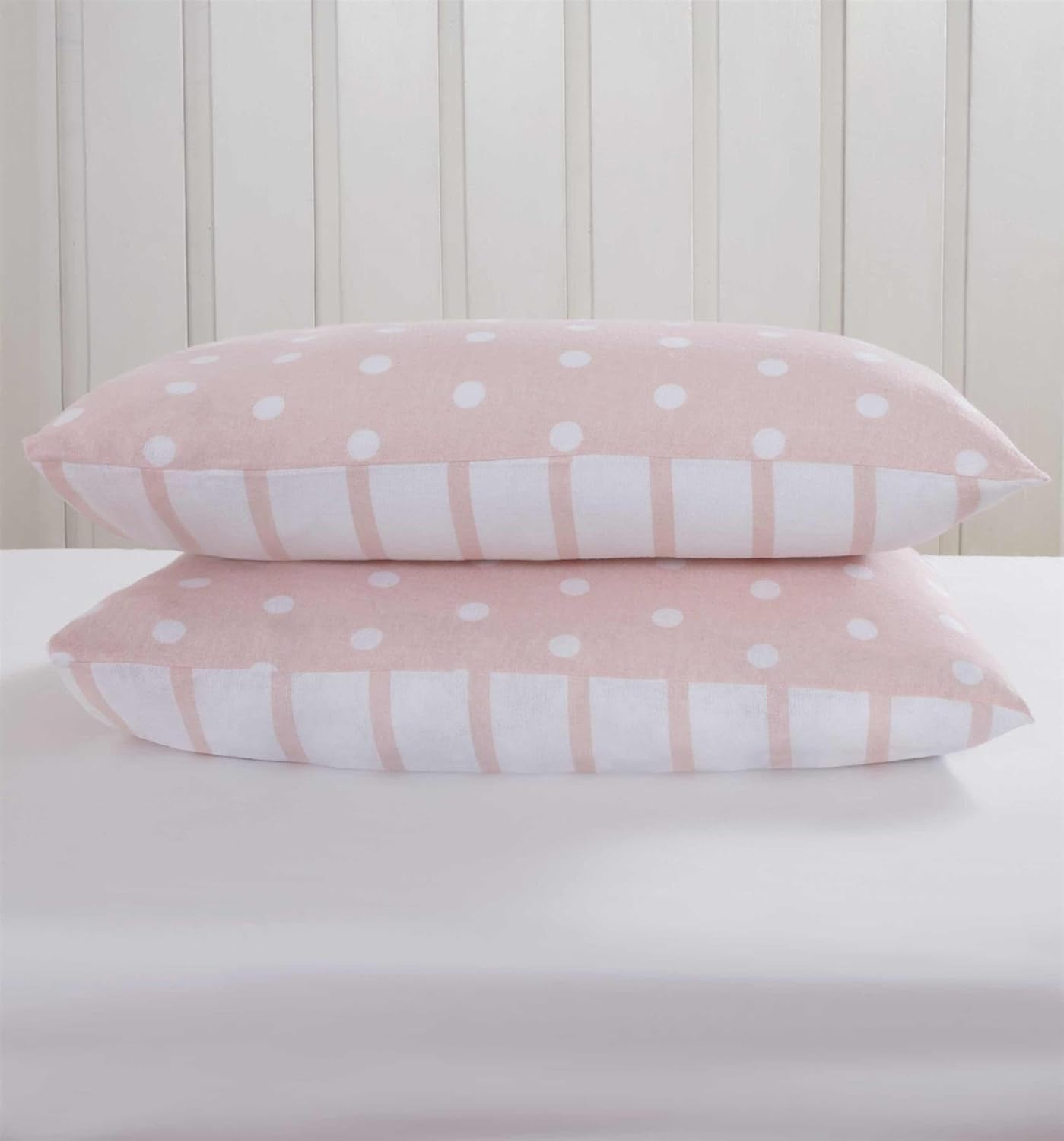 Rapport Home 180 Threadcount Spots & Stripes Brushed Microfibre Duvet Cover Set King Blush, Pink image number 4