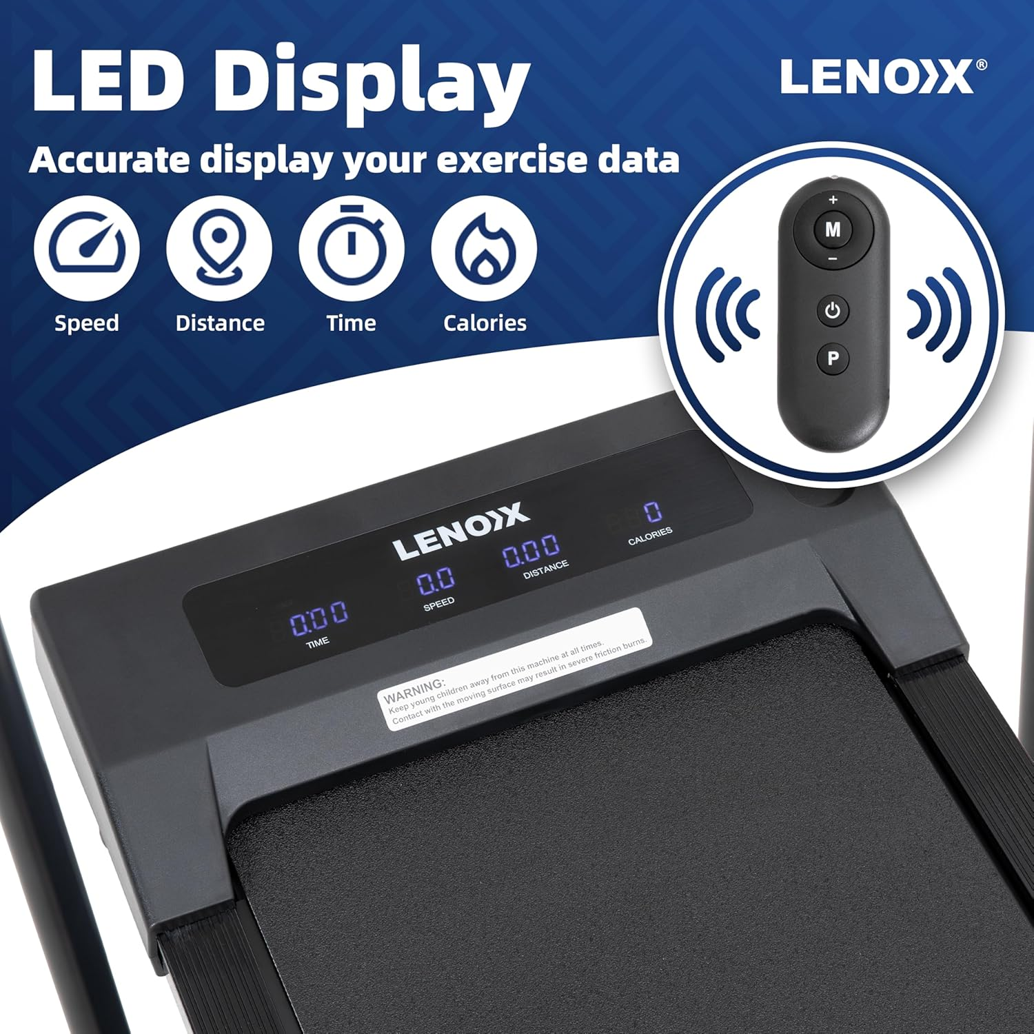 Lenoxx 2HP Walking Pad Treadmill W/Remote, Handrail, and Tablet Holder image number 2