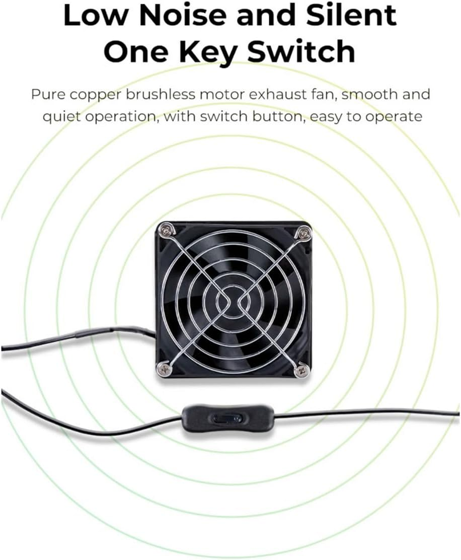 Exhaust Fan, 3D Printer Enclosure Fan Kit, Portable Exhaust Fan Hood Smoke Filter Extractor, Eliminate Odors Dustproof Isolate Noise Wtih Switch and Filter for Anycubic/Elegoo/Creality image number 4