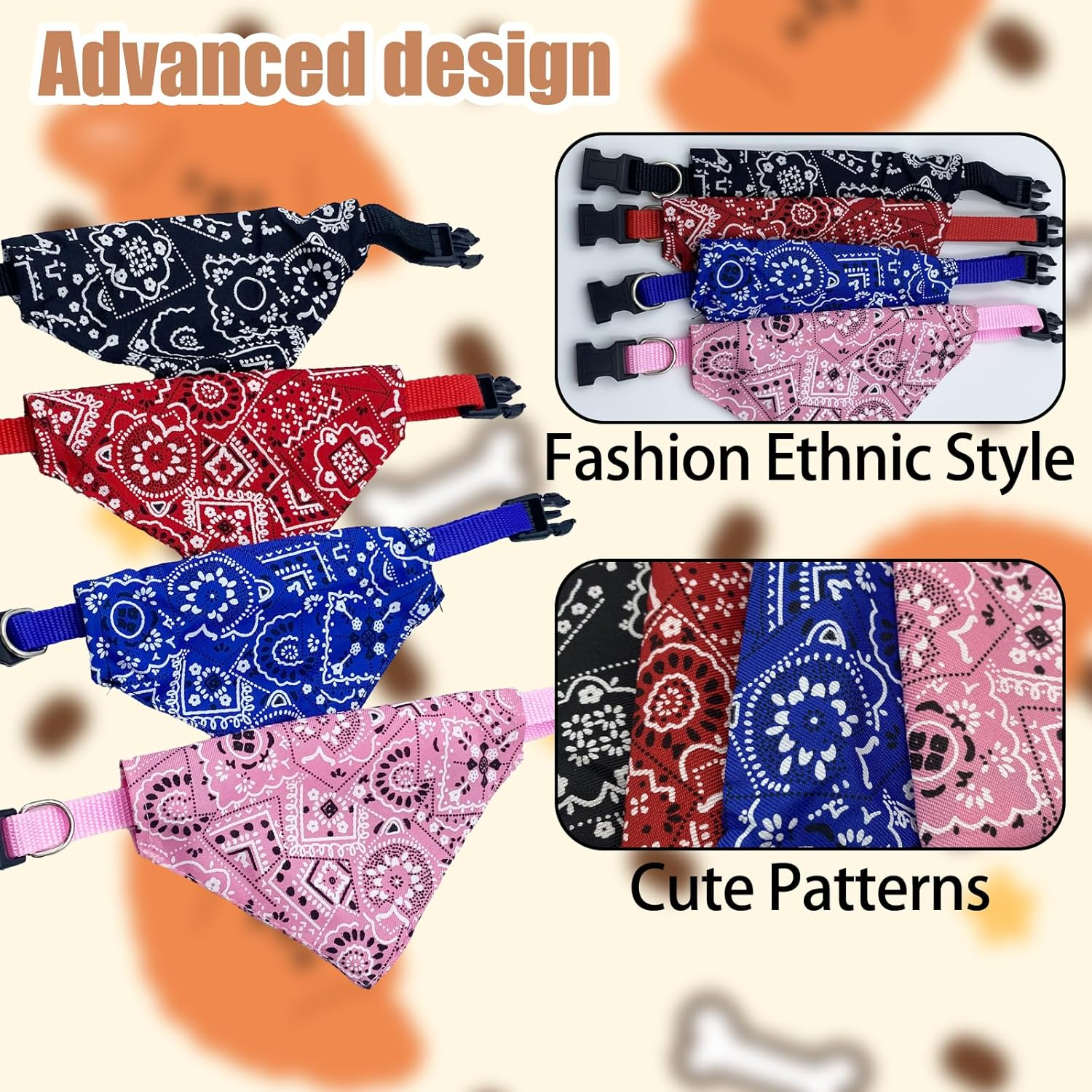 4 PCS M Dog Bandana Collar,Dog Neckerchief for Small Medium Large Dogs,Dog Scarf Washable and Adjustable 29-45CM Kerchief for Pets Dogs Puppy Accessories Triangle Towels Outdoor Daily Use