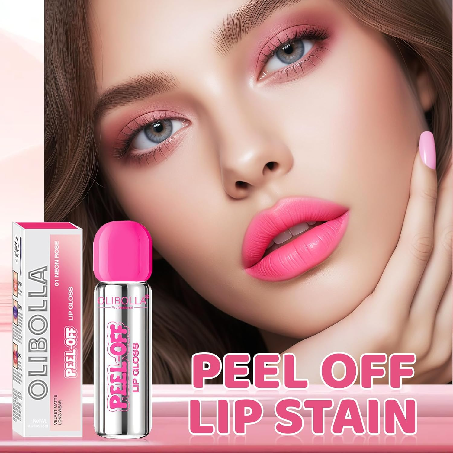 YBUETE Peel off Lip Liner Stain, Long Lasting Waterproof Peel off Tattoo, Quick Wipe off Peel off Lip Gloss, Highly Pigmented Matte Finish Lip Stain, on All Day Non-Stick Cup Magic Lip Color Tint
