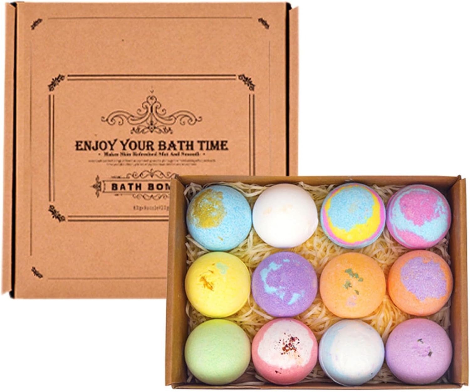 Jugaoge Shea Butter Bath Bombs Collection Handmade Gift Set for Soft Skin 12 Pieces/Box One Size image number 5