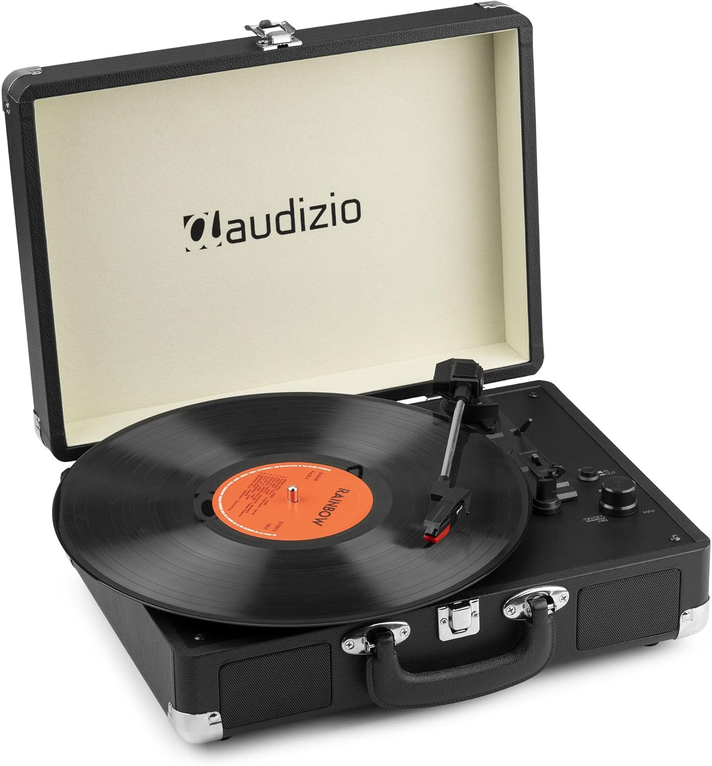 Audizio RP116 Turntable Briefcase Record Player | USB & Bluetooth Retro Record Players for Vinyl with Speakers | 3 Speeds | Convert Retro Vinyl to Mp3 via USB | RCA Output/Aux 3.5Mm (Cr&egrave;me)
