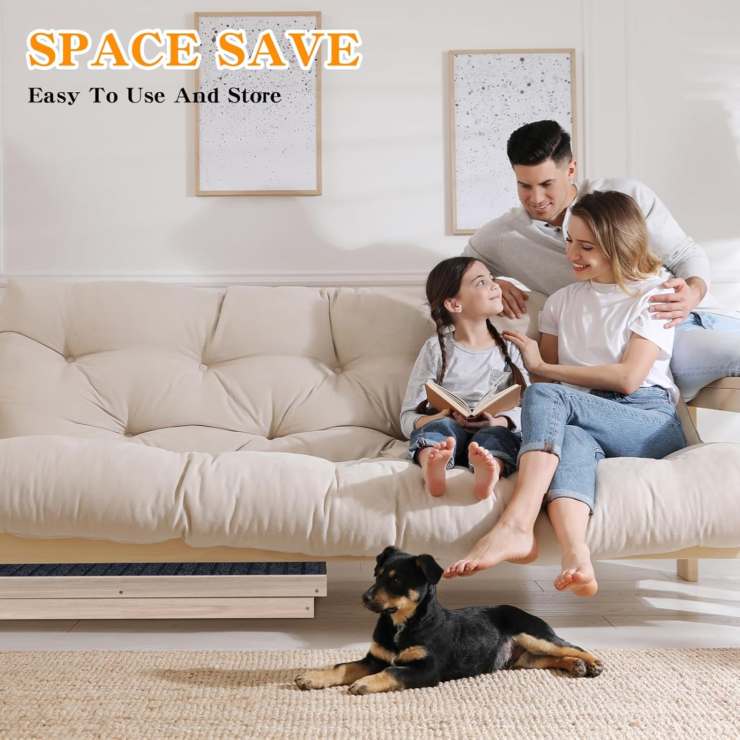 Oppsbuy 70Cm Foldable Dog Ramp, Non-Slip Pet Ramp for Bed, Couch or Car, Wooden Folding Safety Pet Ramp, Suitable for Small & Large Old Dogs & Cats