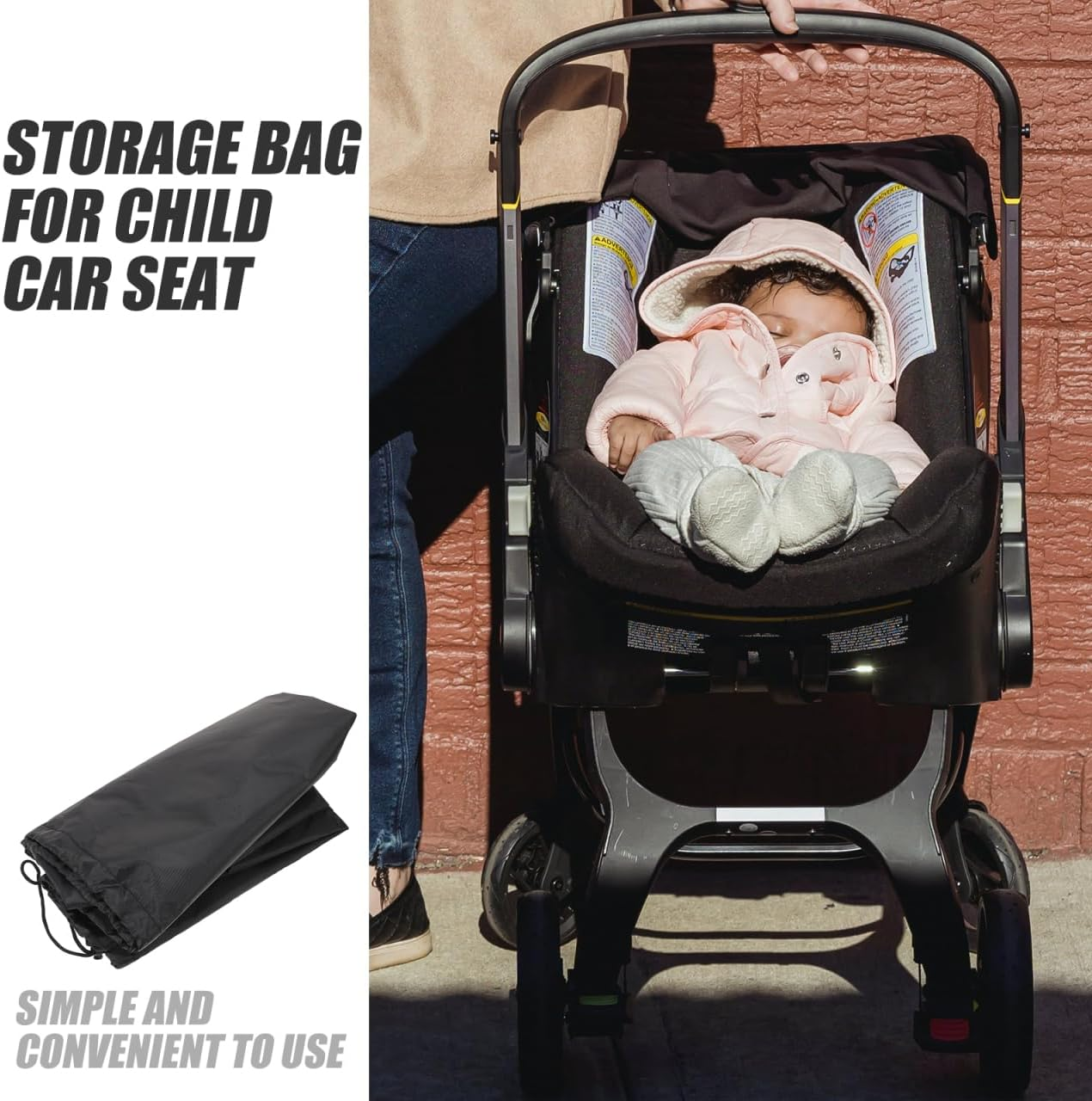 POPETPOP Stroller Travel Bag Water-Resistant Storage Cover for Airplane Gate Check Large Capacity Drawstring Closure for Easy Carrying Compatible with Car Seats image number 2