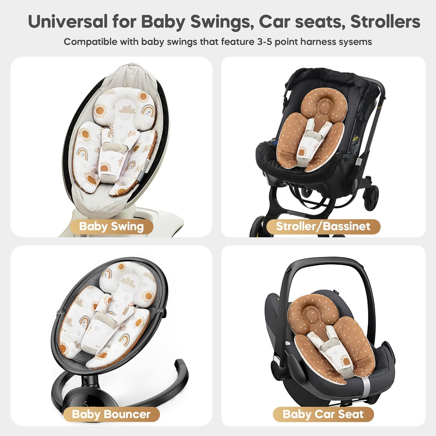 Mamatepe Infant Insert Compatible with 4Moms Mamaroo & Graco Swing and Infant Car Seat,Newborn Insert Head & Body Support Cushion, Reversible Design, Breathable Soft Fabric image number 6