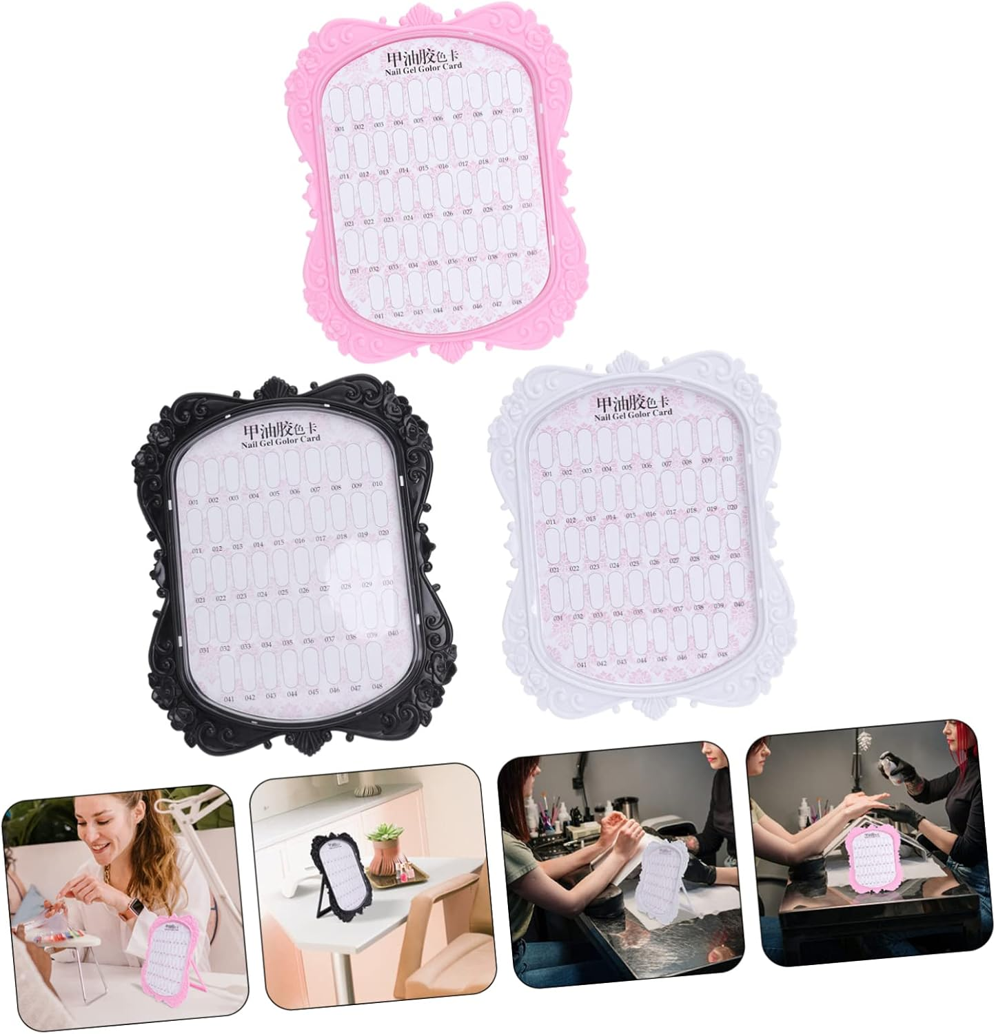 HONITANO European Manicure Display Board 3Pcs Set Relief Nail Art Cards Sturdy Practice Nail Display Chart for Salon and Professional Use
