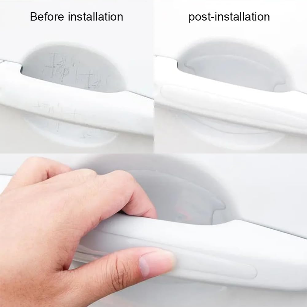 8 Pieces Transparent Door Handle Protection Sticker Set - Invisible Anti-Scratch Car Paint Protector for Door Bowls (Clear) image number 1