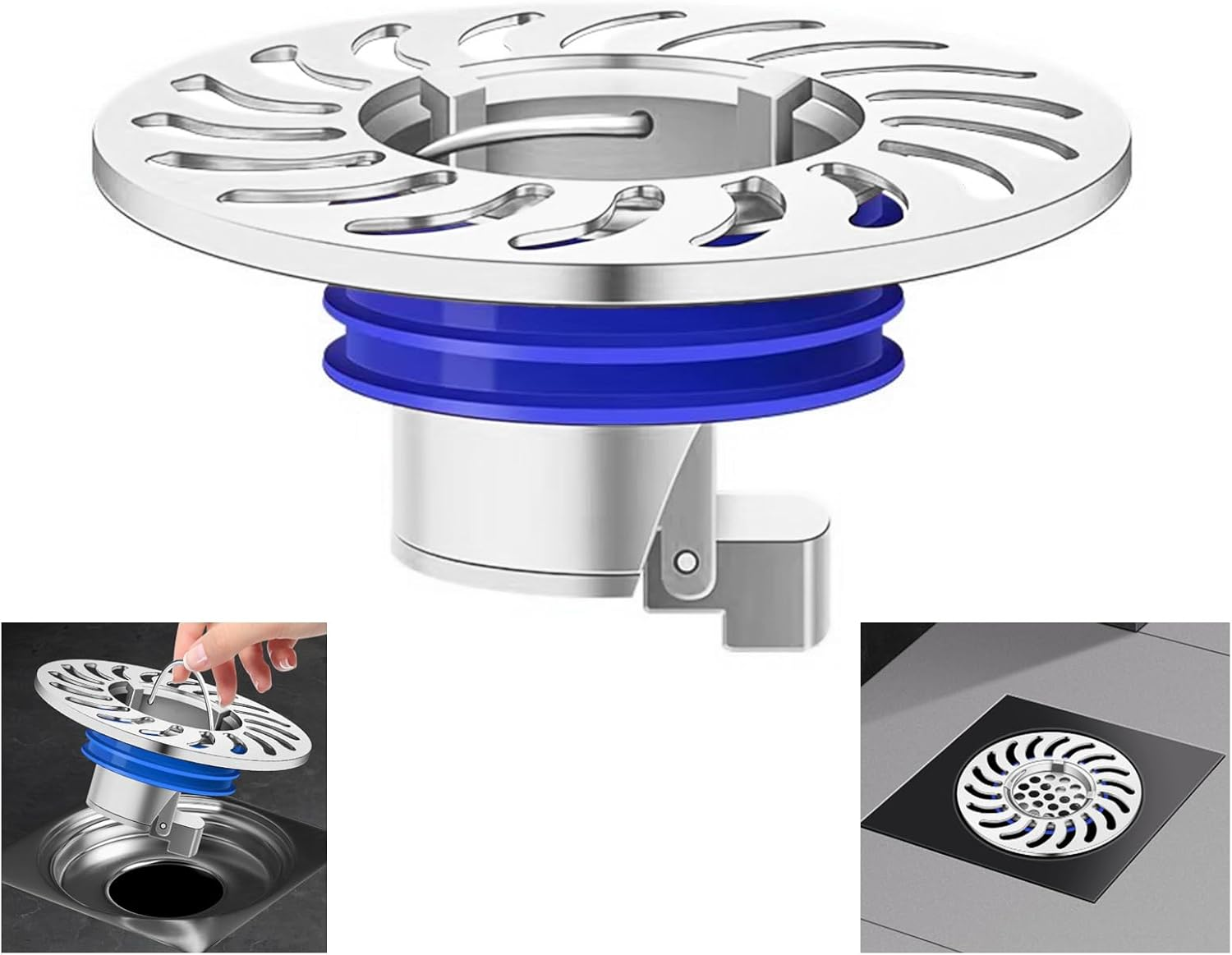 Qruilantu Odor Proof Floor Drain，Shower Floor Drain Backflow Preventer，One Way Drain Valve，Brass Drain Filter，Prevent Backflow, Prevent Anti-Odor Dispersion in Bathroom and Kitchen（Galvanized）