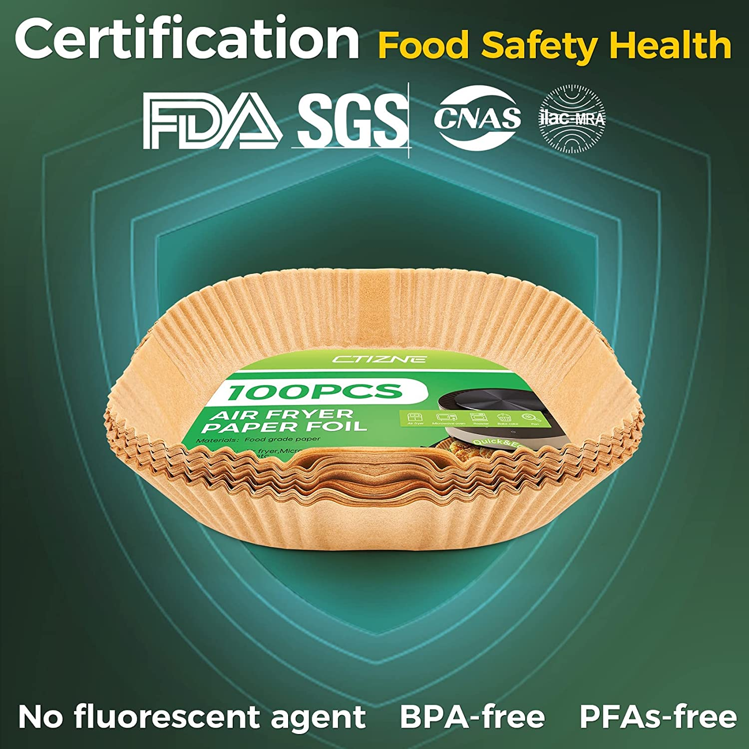 Air Fryer Paper Liner Disposable - 100PCS 6.3 Inch Square Liners for Air Fryer, Grease and Water Proof Non Stick Basket Parchment Paper image number 3