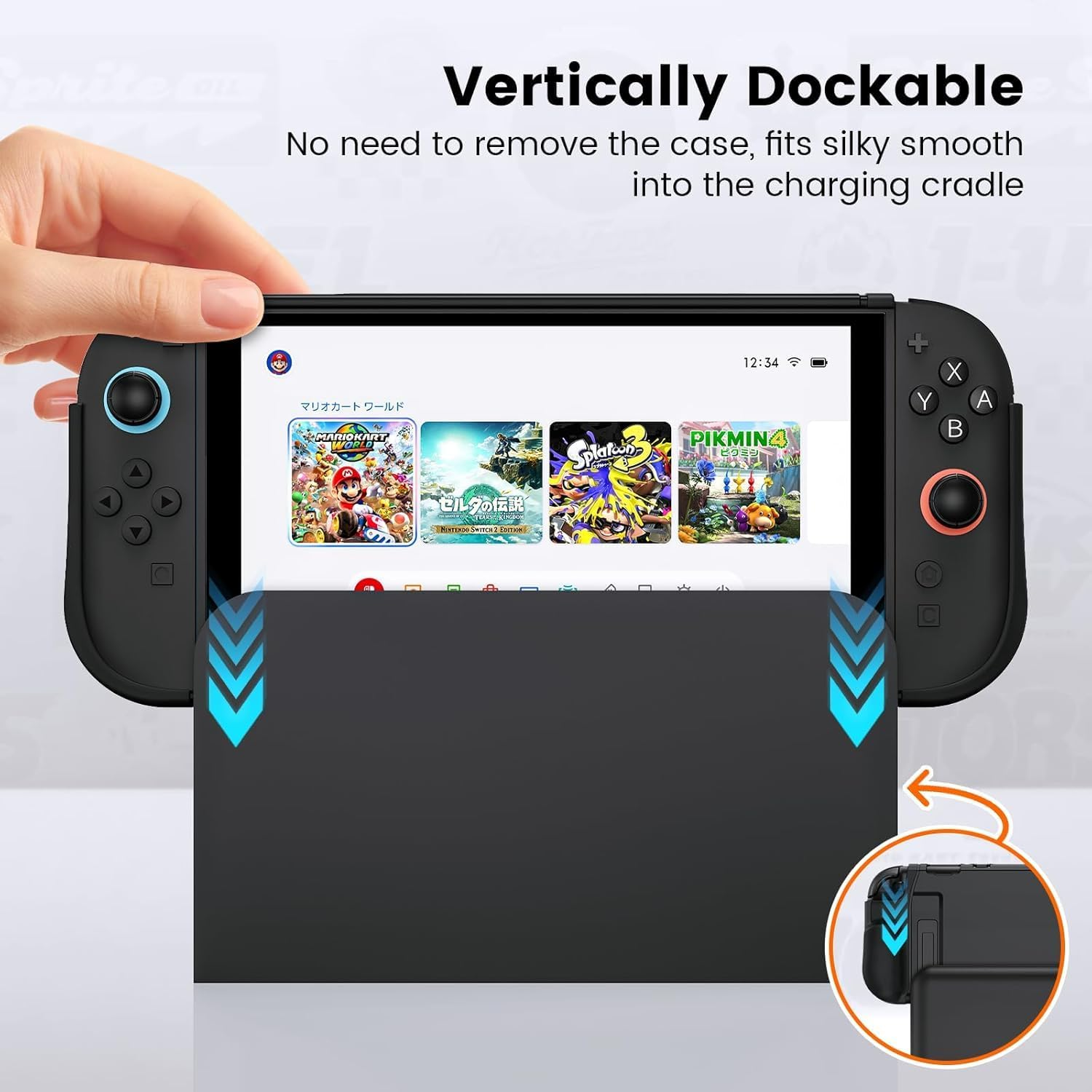 Grip Case Compatible with Switch 2,With 6 Rocker Cap, Slim Dockable Protective Case Compatible with Switch 2,TPU Splice Hard Console Cover like a Real Gamepad with Shock Absorption and Scratch Protection image number 5