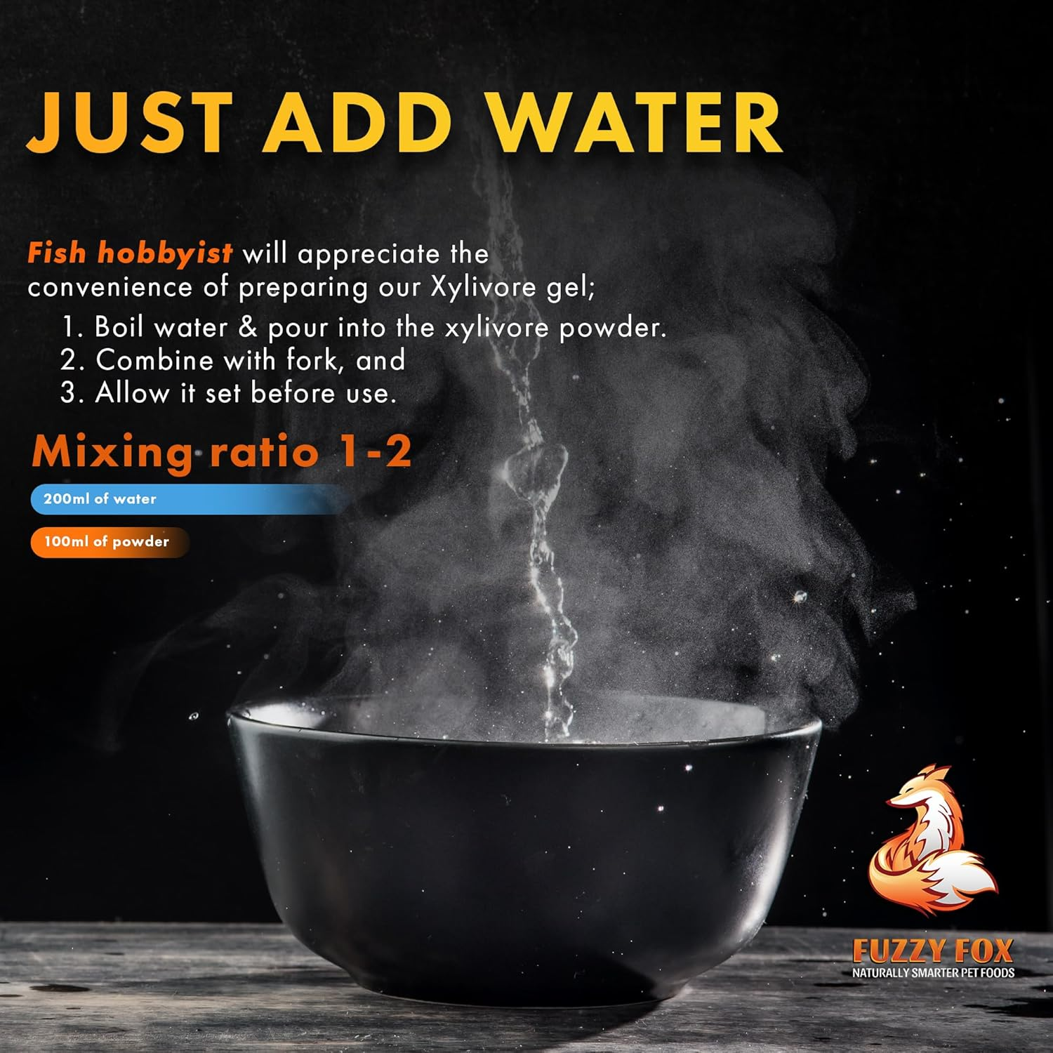 Fuzzy Fox Xylivore Gel Mix Fish Food, Wood-Based Nutrient Powder with Spirulina, Vitamin C, and More for Sucker Fish, Plecos, Cat Fish & Aquatic Pets, 700G image number 5