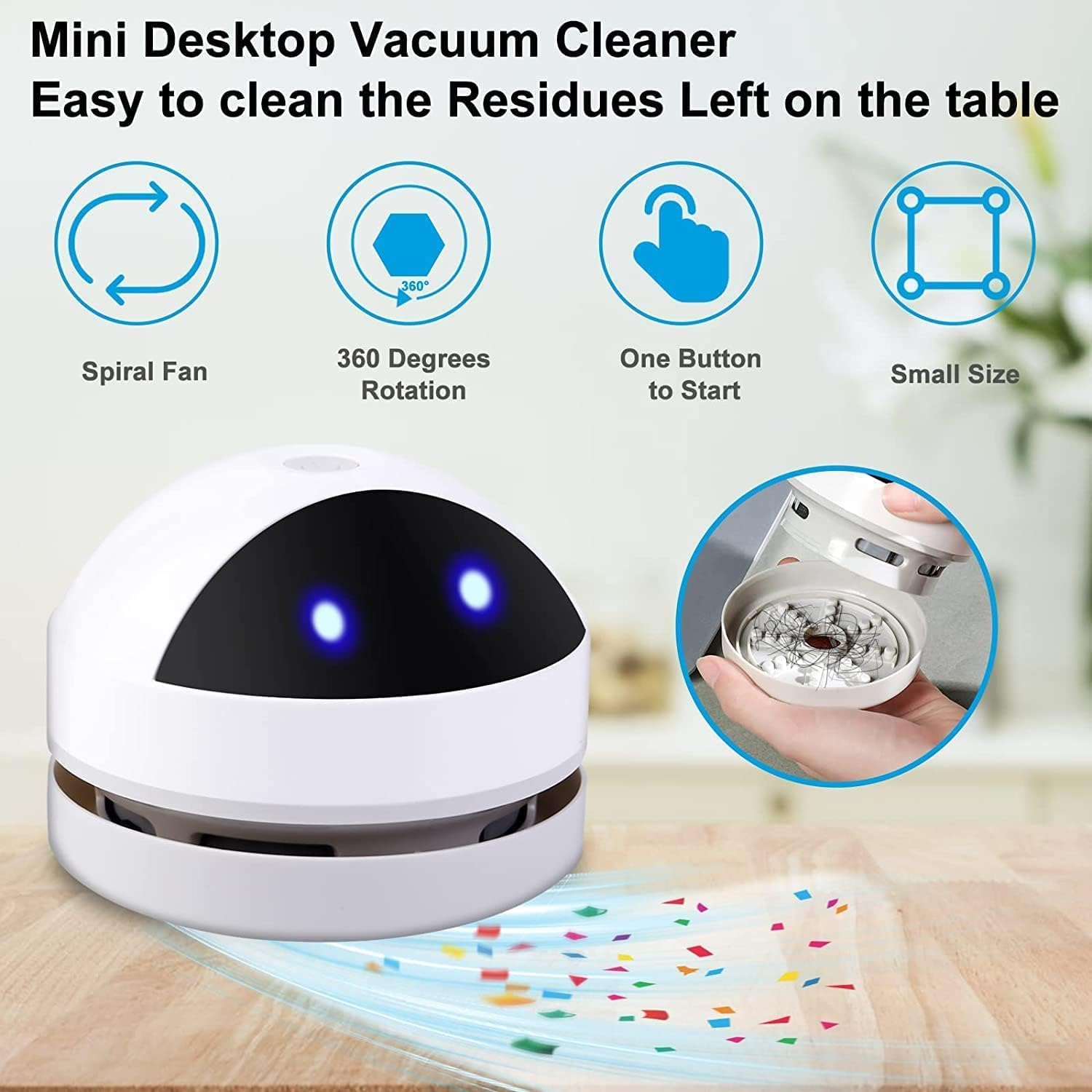 Mini Table Vacuum Cleaner, Portable Cordless Vacuum Cleaner, USB Rechargeable Vacuum Cleaner, High Suction Power Mini Table Vacuum Cleaner Desk for Deskto Cleaning Crumbs image number 3