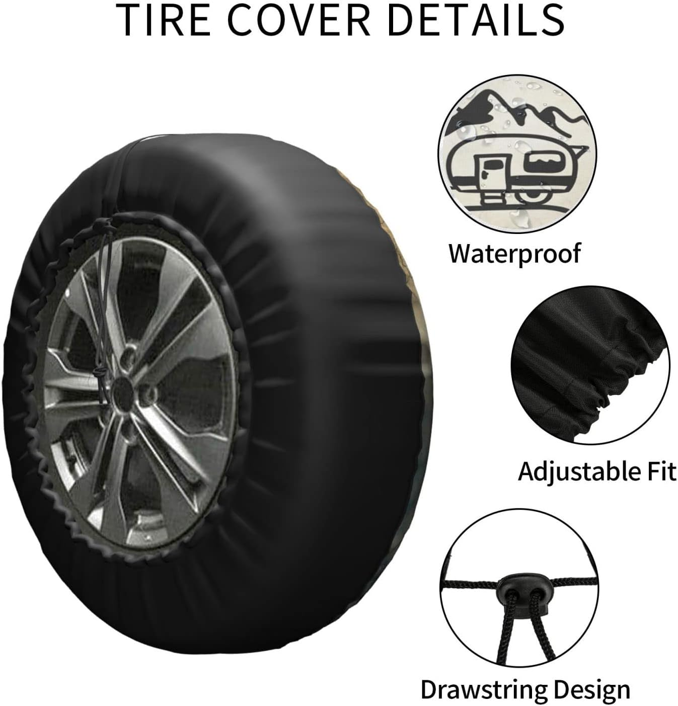 Spare Tire Cover I Go Where I'M Towed Wheel Tire Cover Waterproof Sun Protection Universal Fit for Trailers Rv SUV Truck Camper Travel 15 Inch image number 3