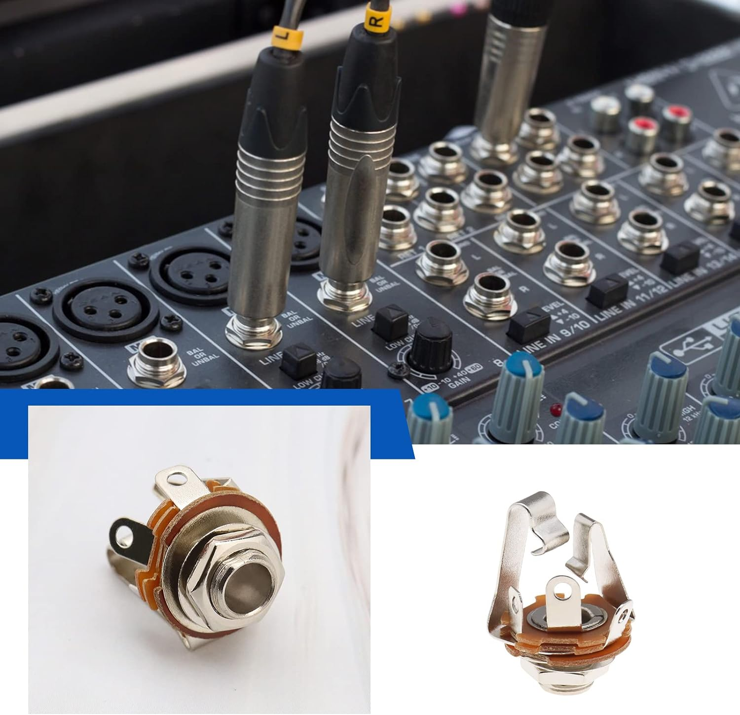 Emsea 10PCS 6.35Mm (1/4 Inch) Stereo TRS Female Jack Socket with Washer and Nut Solder Type for Audio Electric Guitars Speakers Foot Switch Bass Fender image number 5