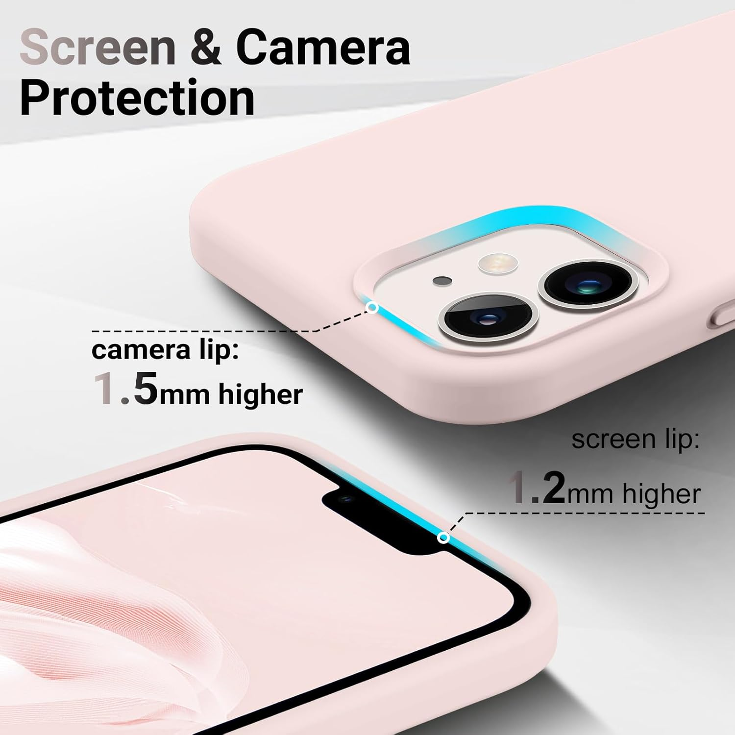 AOTESIER Compatible with Iphone 12 Phone Case and Iphone 12 Pro Case 6.1 Inch,Silky Touch Premium Soft Liquid Silicone Rubber Anti-Fingerprint Full-Body Protective Flexible Bumper Case (Chalk Pink)