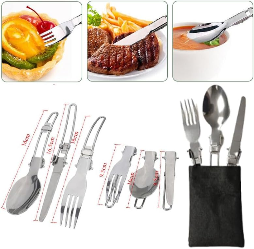 Leona Co Camping Cookware Set Backpacking Outdoor Hiking Gear with Camping Stove, Compact Light Cooking Kit, Easy Clean Durable Tableware Set with Stove Pan Pot Bowl image number 4