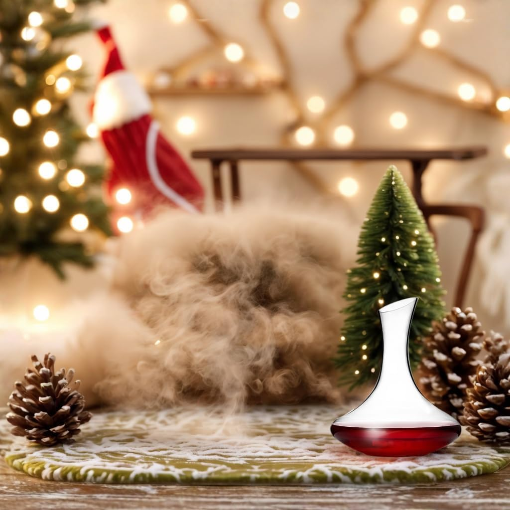 Wine Decanter 1500Ml/52Oz Elegant Red Wine Carafe Decanter, Hand Blown Lead-Free Crystal Glass Wine Carafe for White and Red Wine, Bottle Gift and Wine Accessories image number 5