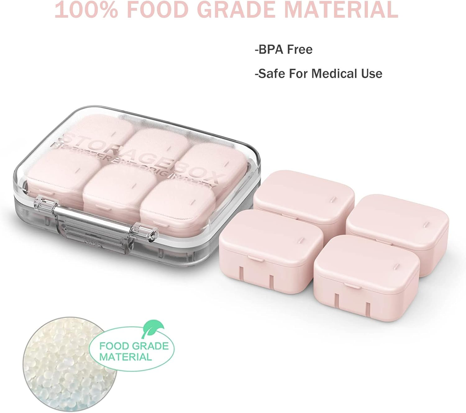 Pill Organizer 4/6 Grid Free Assembly Travel Medicine Organizer 10 Day Pill Organizer Portable Pill Box Waterproof Pill Case Daily Medication Carry Case for Vitamins, Fish Oils, Supplements image number 2