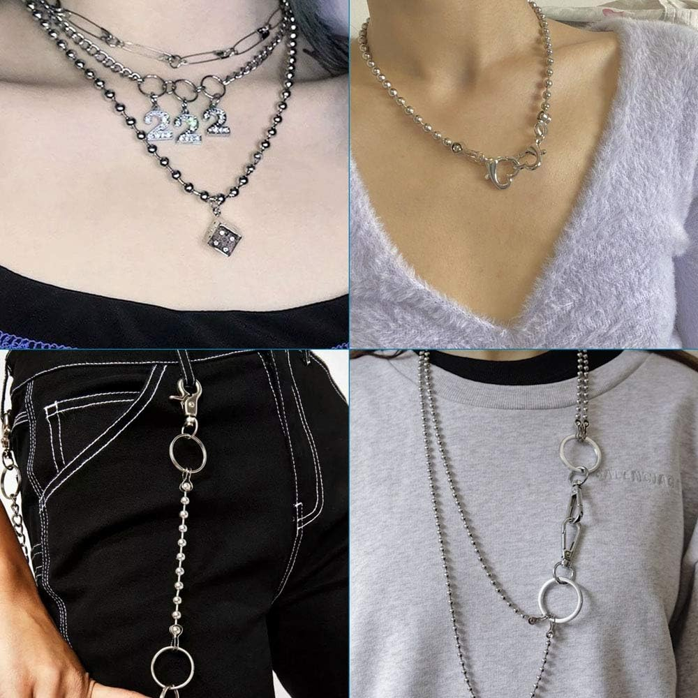 FASHEWELRY 32.8 Feet Stainless Steel Ball Bead Chains 2Mm Metal Beaded Pull Chain Extension for DIY Jewelry Making (Stainless Steel Color) image number 5