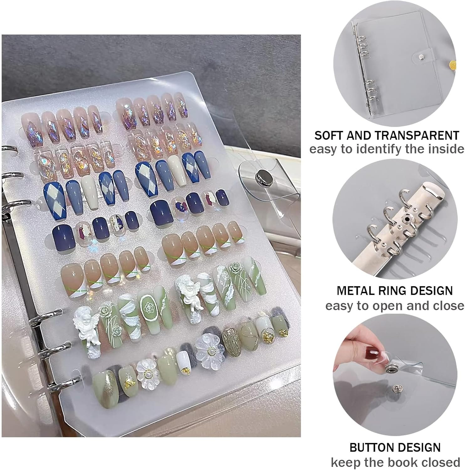 Press on Nail Organizer Clear Empty Storage Packaging Display Salon Supplies with Nail Tape image number 5
