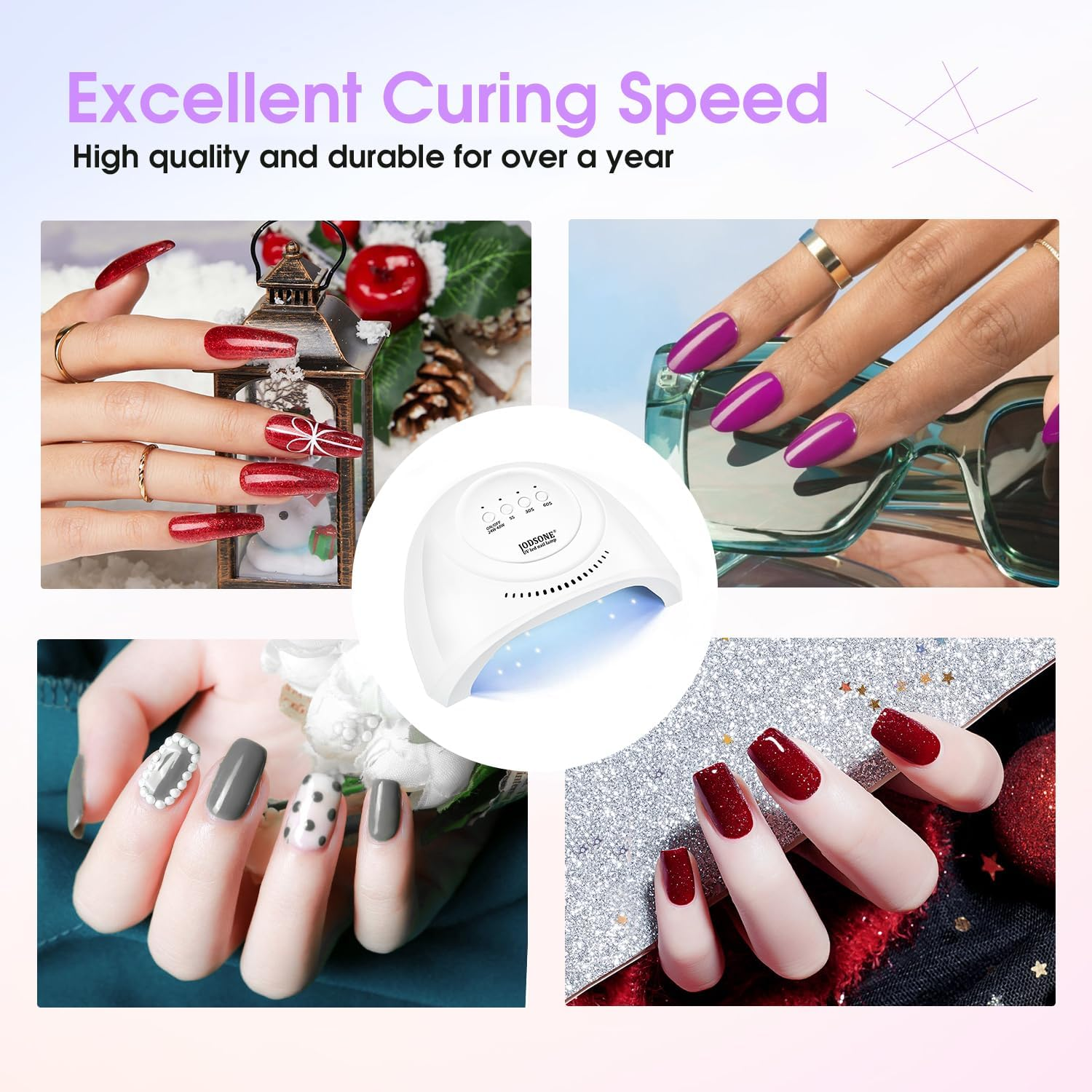 JODSONE UV LED Nail Lamp with 30 Light Beads Nail Dryer for Gel Polish, Automatic Sensor 3 Timers Led Nail Light for Gel Nails image number 6