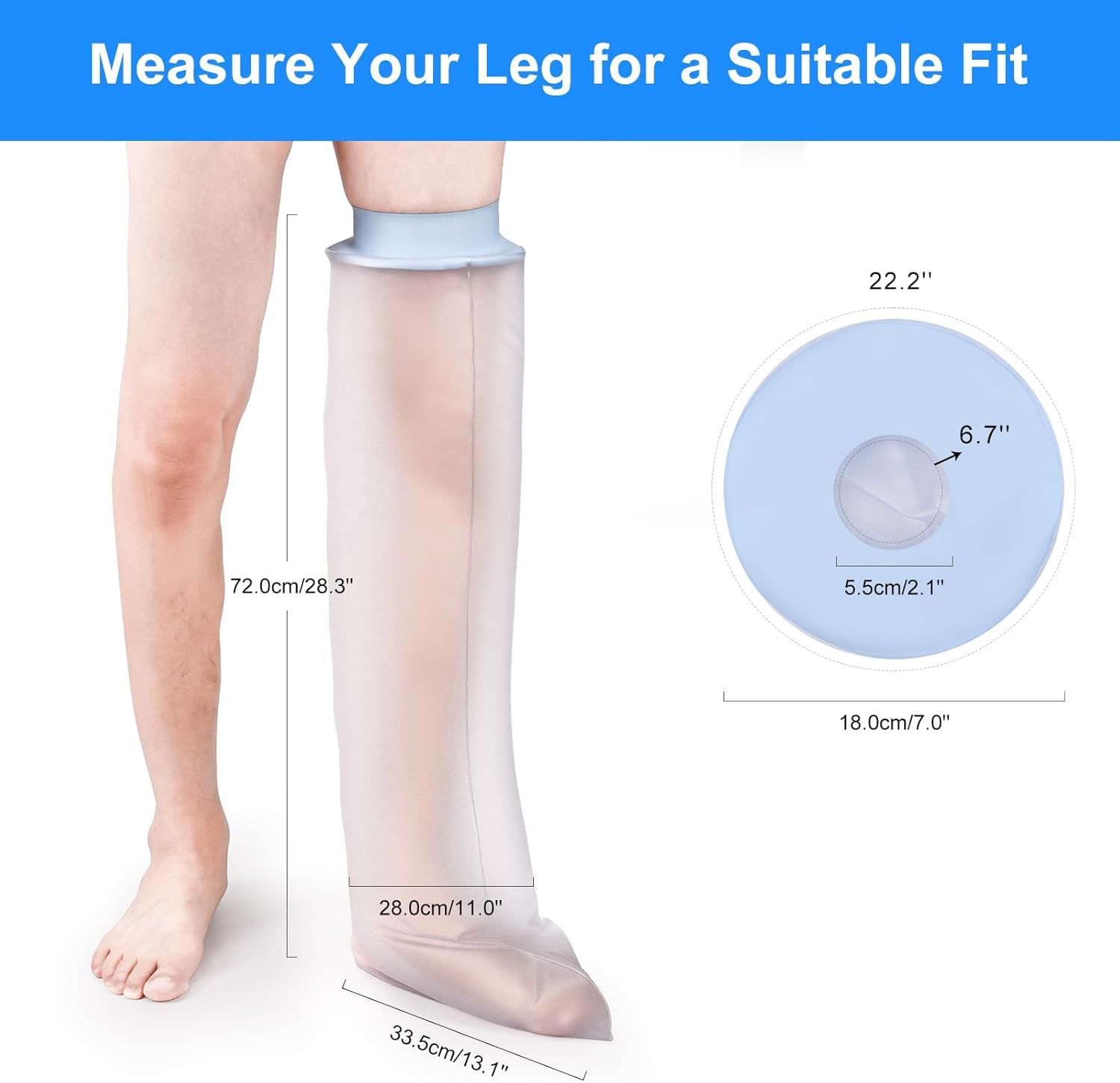 Waterproof Cast Cover for Shower Kids Cast Covers for Leg Cast Bag for Shower Leg Cast Cover for Bathing after Surgery Keep Bandage Dry Cast Protector for Foot, Ankle Wound 1PCS image number 1