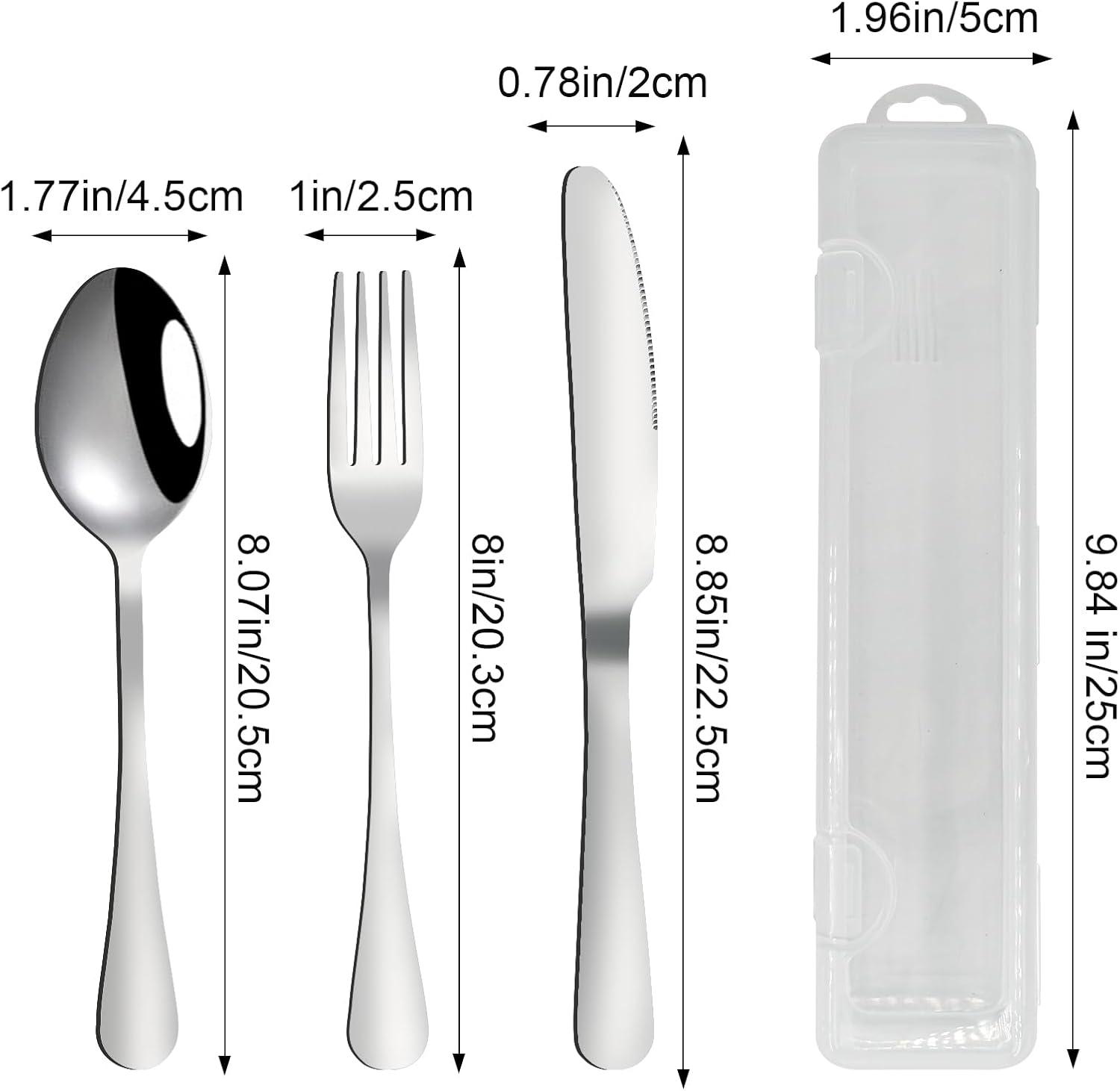 VANRA Travel Utensils Set with Case Portable Silverware Set for Lunch Box Stainless Steel Camping Cutlery Set Reusable 3-Piece Fork Spoon Knife for Work School Picnic image number 1