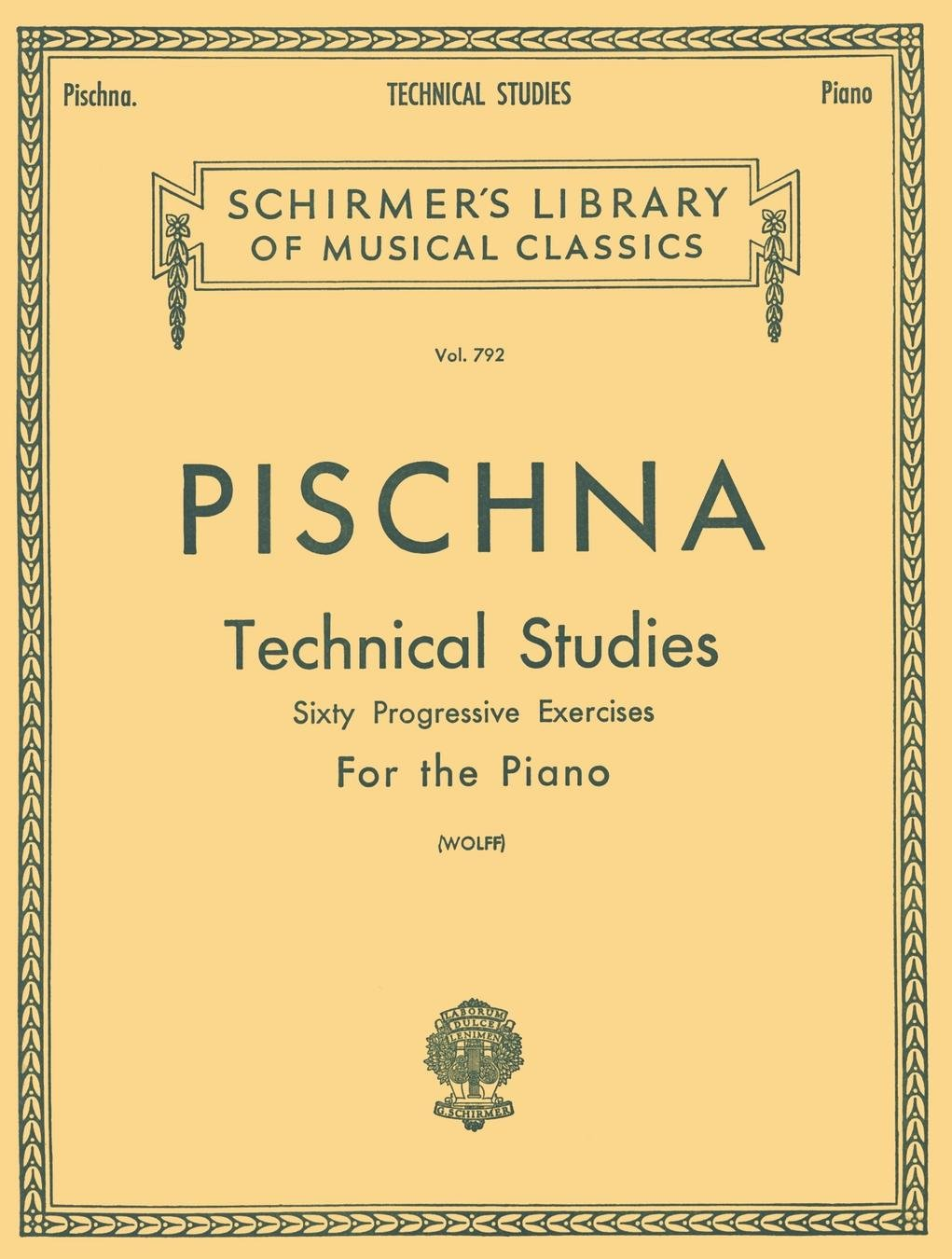 Technical Studies (60 Progressive Exercises): Pischna - Technical Studies Schirmer Library of Classics Volume 7: 792 image number 1