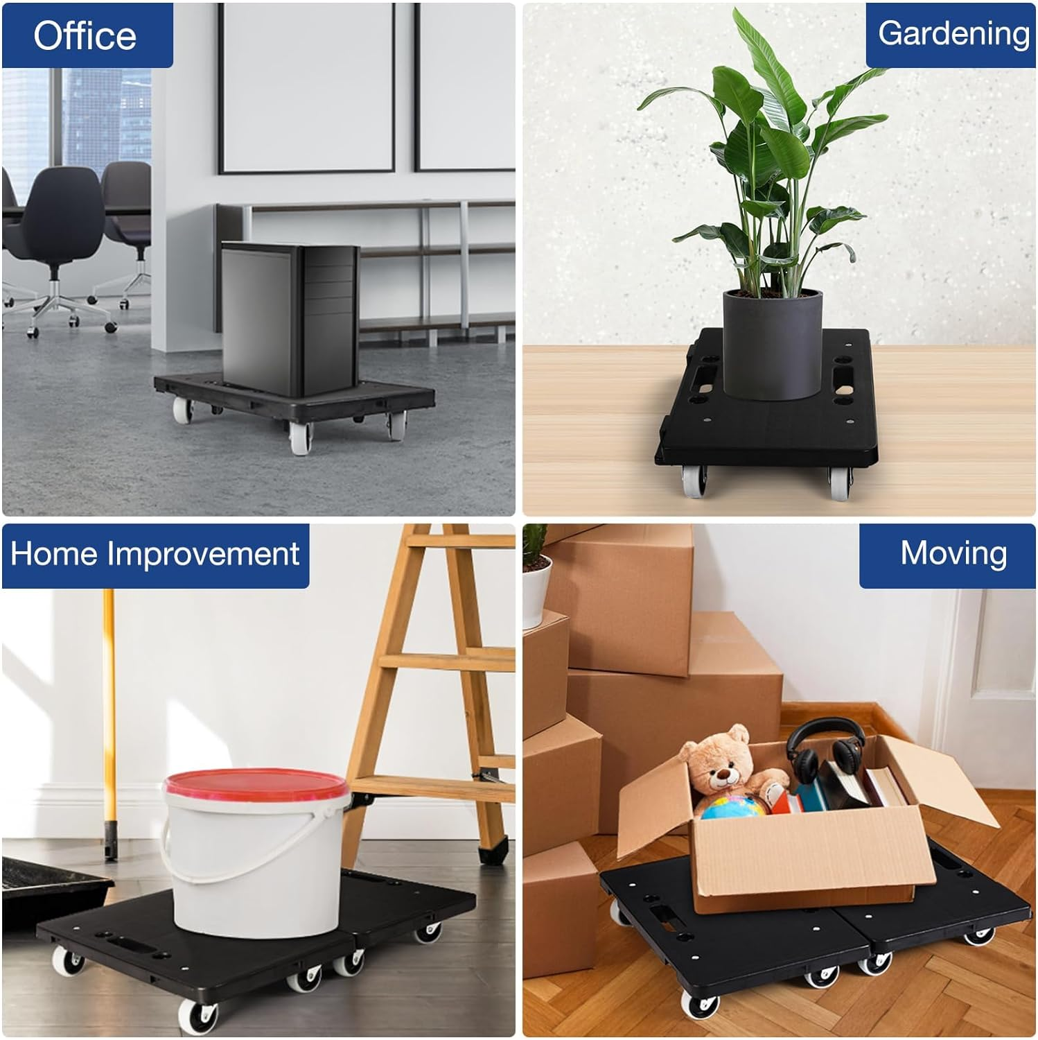 SIMTWO Furniture Dolly, 2 Pack Furniture Movers with 4 Wheels, Heavy Duty Furniture Mover Tools, Small Moving Dolly Cart with 230Kg Bearing Capacity, 41.5 X 28Cm image number 2