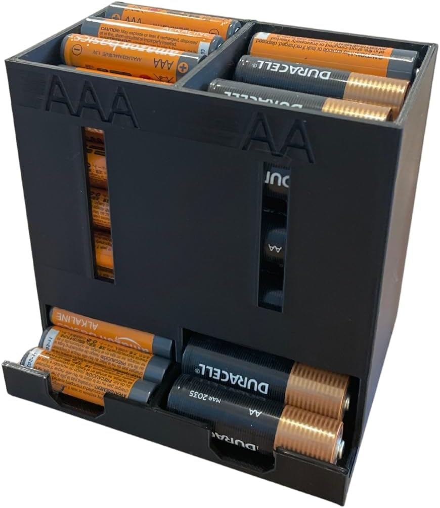Dual Battery Dispenser AAA and AA Desktop Holder Organiser Storage Box - Australian Made image number 1