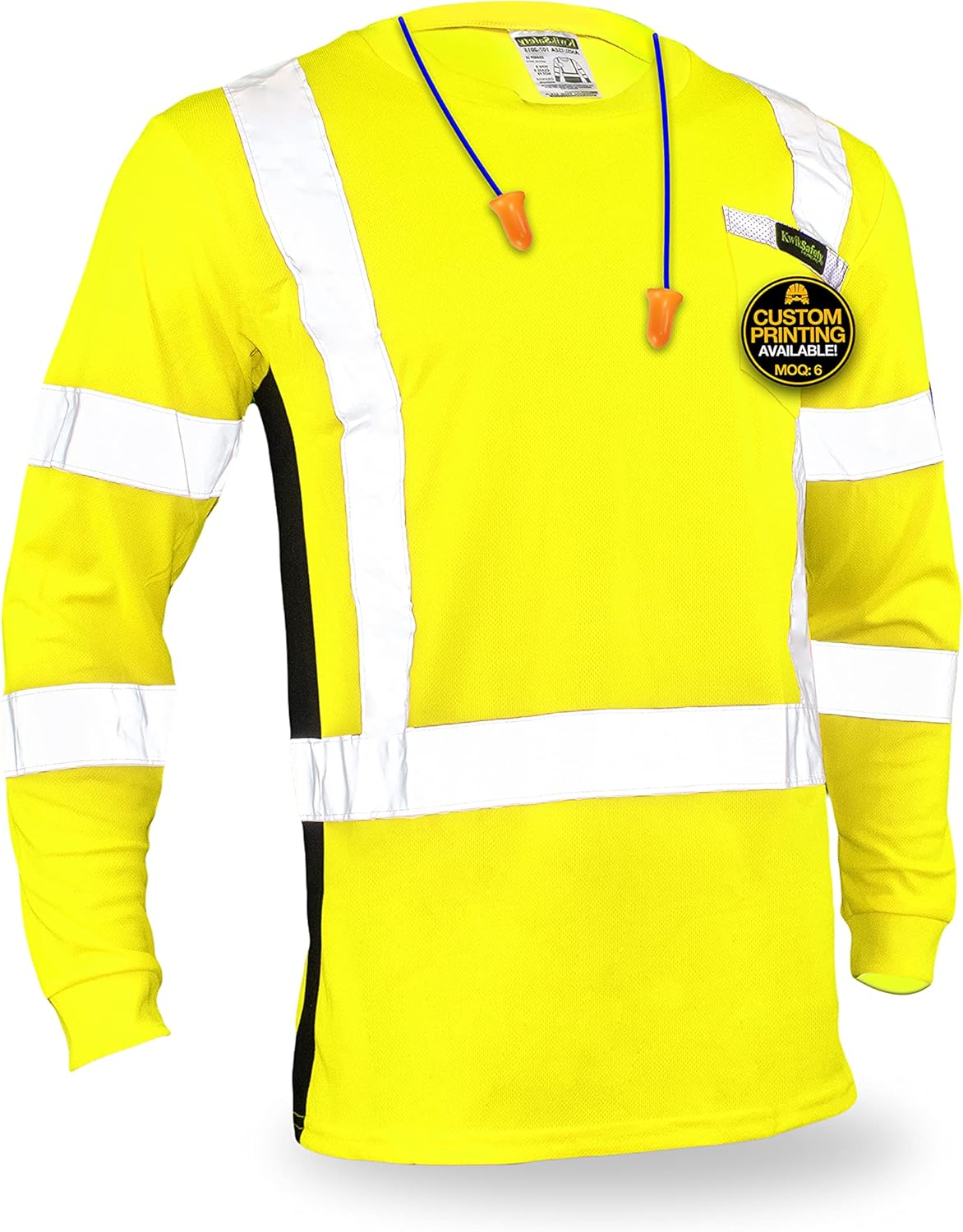 Kwiksafety (Charlotte, NC Renaissance Man | Class 3 Long Sleeve Safety Shirt | ANSI Work Wear | Hi Vis Moisture Wicking Silver Fishbone | Men Women Construction Exercise Security | Orange 3XL