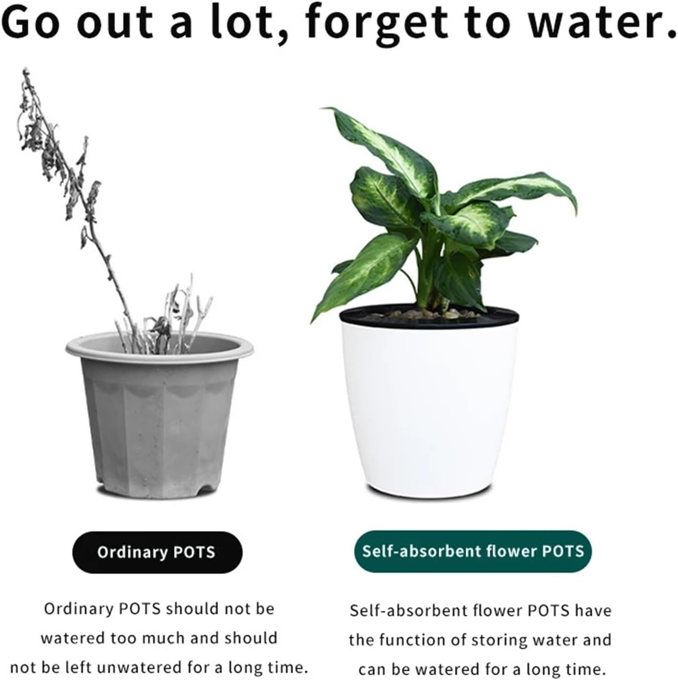 5PCS Plant Self Watering Plastic Flowerpot, White Modern Plastic Flowerpot, Succulent Orchid Indoor Flowerpot, with Inner Mesh Size 4''4.2'' 4.6 '' 5''6.6 '' image number 5