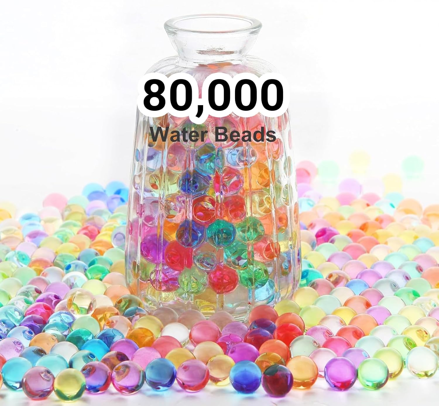 Top G 75000 Clear Water Gel Beads+ 5000Pcs Colorful Mix Beads, Water Gel Beads for Vase Filler, Christmas Decoration, Wedding Centerpiece, Floating Candles, Planting, Floral Decoration