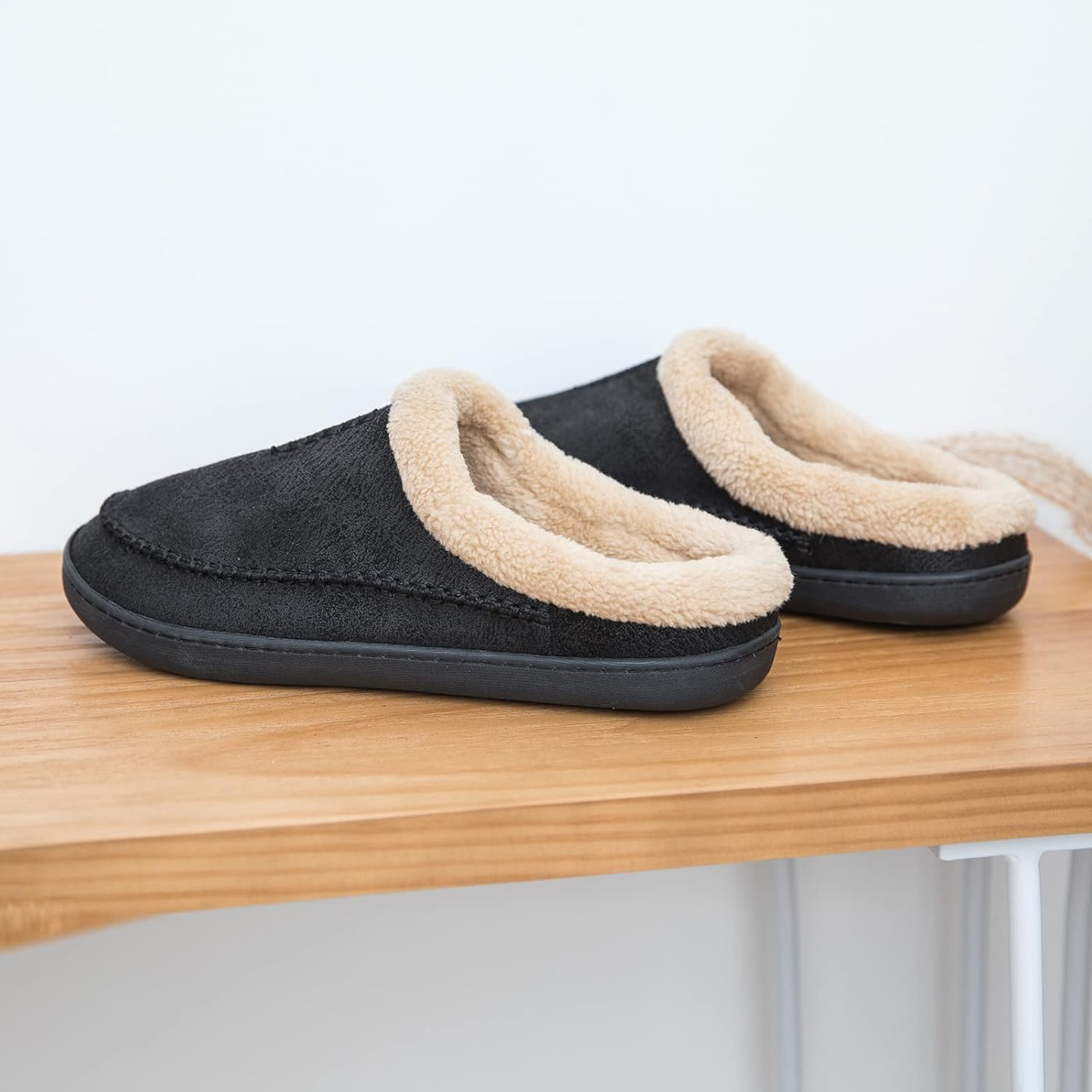 Ranberone Men'S Slippers Microsuede Upper Moccasin House Shoes with Fuzzy Plush Lining Indoor and Outdoor image number 3