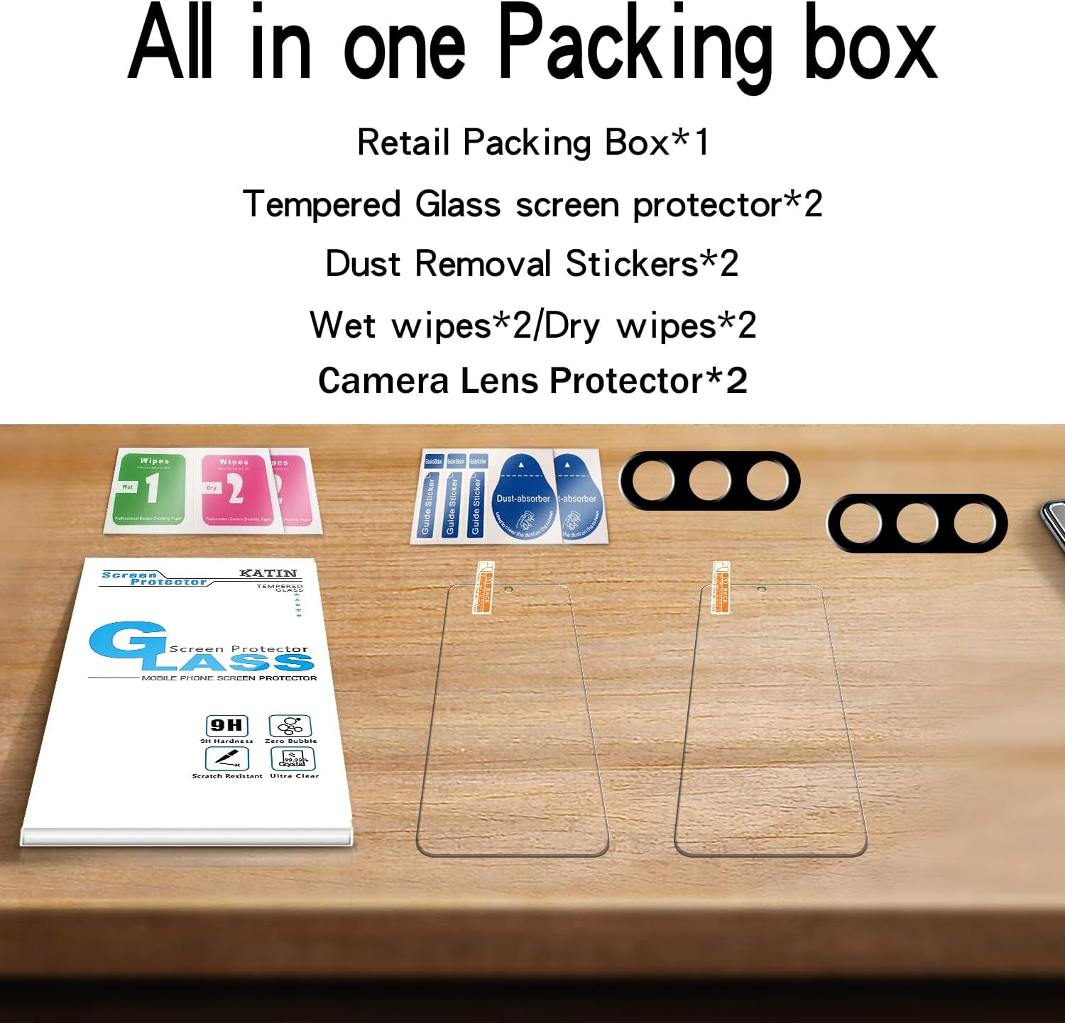 KATIN [2+2 Pack] Screen Protector for Samsung Galaxy A36 5G Tempered Glass with Camera Lens Protector, 9H Hardness, Easy to Install, Bubble Free, anti Scratch image number 6