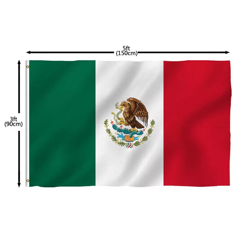 Large Mexico Mexican Flag Heavy Duty Outdoor MX 90X150Cm - 3X5Ft Mexic National Flag for Indoor and Outdoor Display image number 1