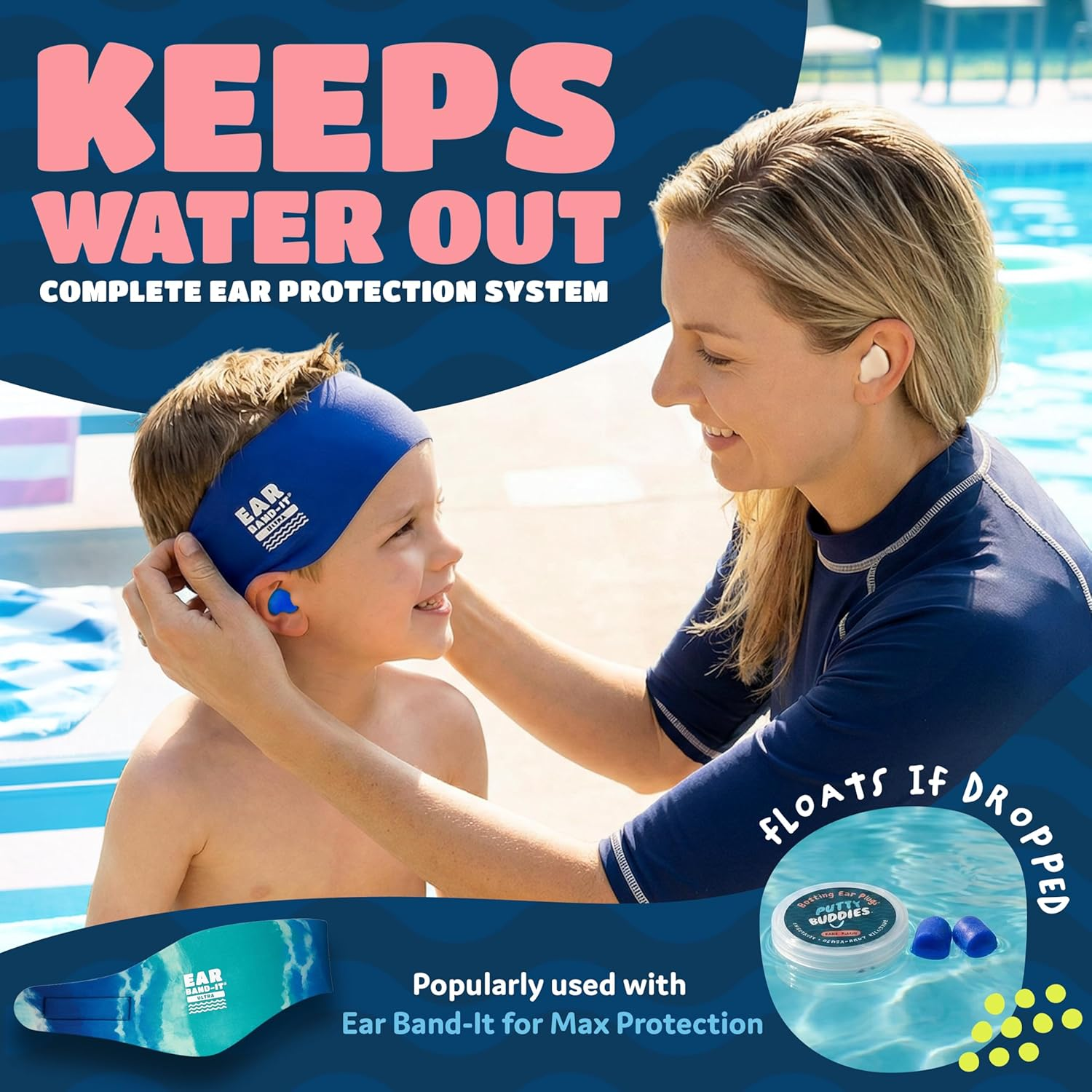 3-Pair Pack of PUTTY BUDDIES Floating Formula Soft Silicone Ear Plugs for Swimming/Bathing - Tan image number 4