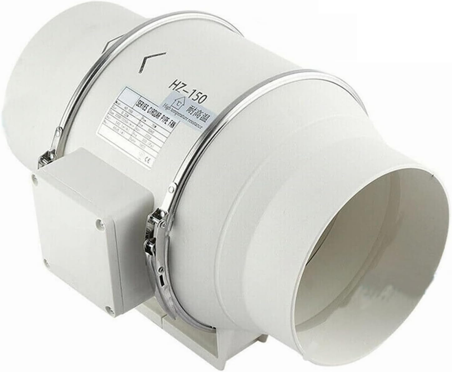 6" Inline Duct Fan Pre-Wired Exhaust Fan,Ventilation Fan Hydroponic Inline Exhaust Industrial Vent Silent Fan Extractor Duct for Grow Tents/Hydroponics/Booster Smoke Moving White Immutable Speed image number 4