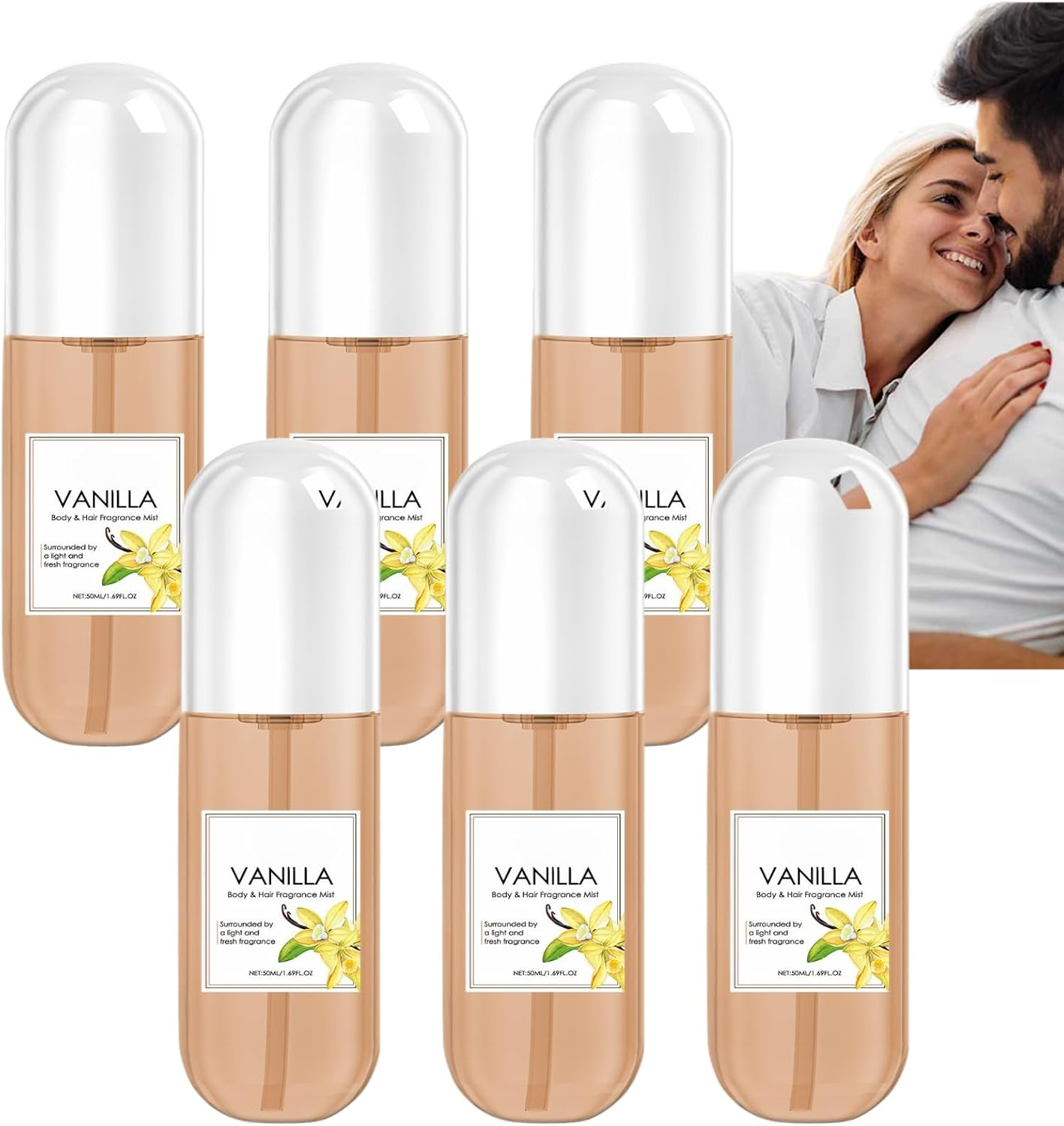 Vanilla Perfume Body & Hair Fragrance Mist, 50Ml Vanilla Body Spray for Women, Long Lasting Light Fresh Scent, Travel Size Hair Perfume Mist, Daily Refreshing Body Mist - 4Pcs image number 4