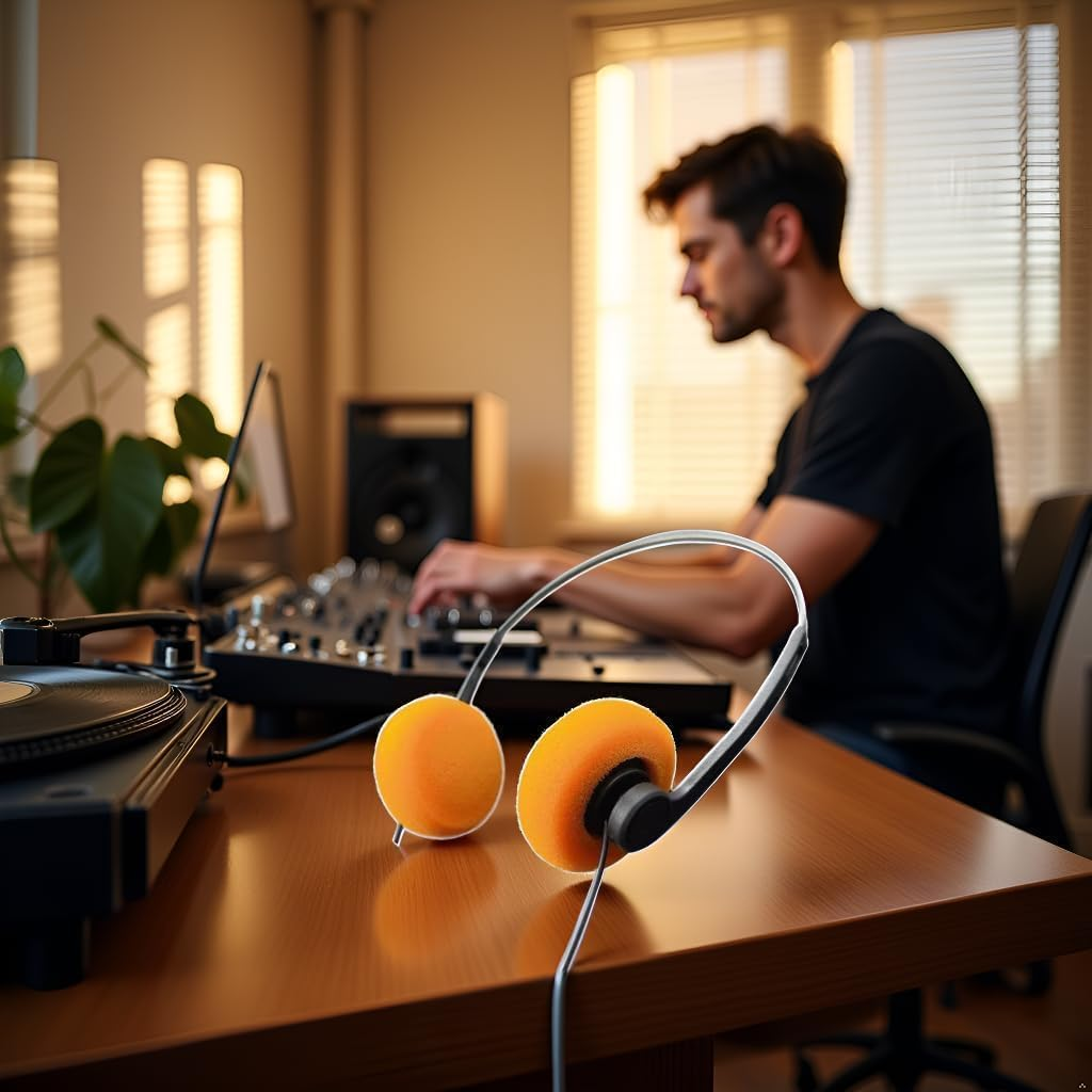 Wwyan 2Pcs Orange Retro Over-Ear Headphones,Wired Stereo Headphones, Hifi Stereo Sound, Lightweight Portable with Adjustable Headband, Comfortable Headset for Travel & Daily Use